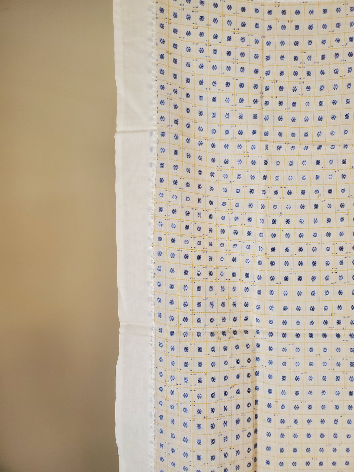 Handstitched Blue Yellow and White Cloth