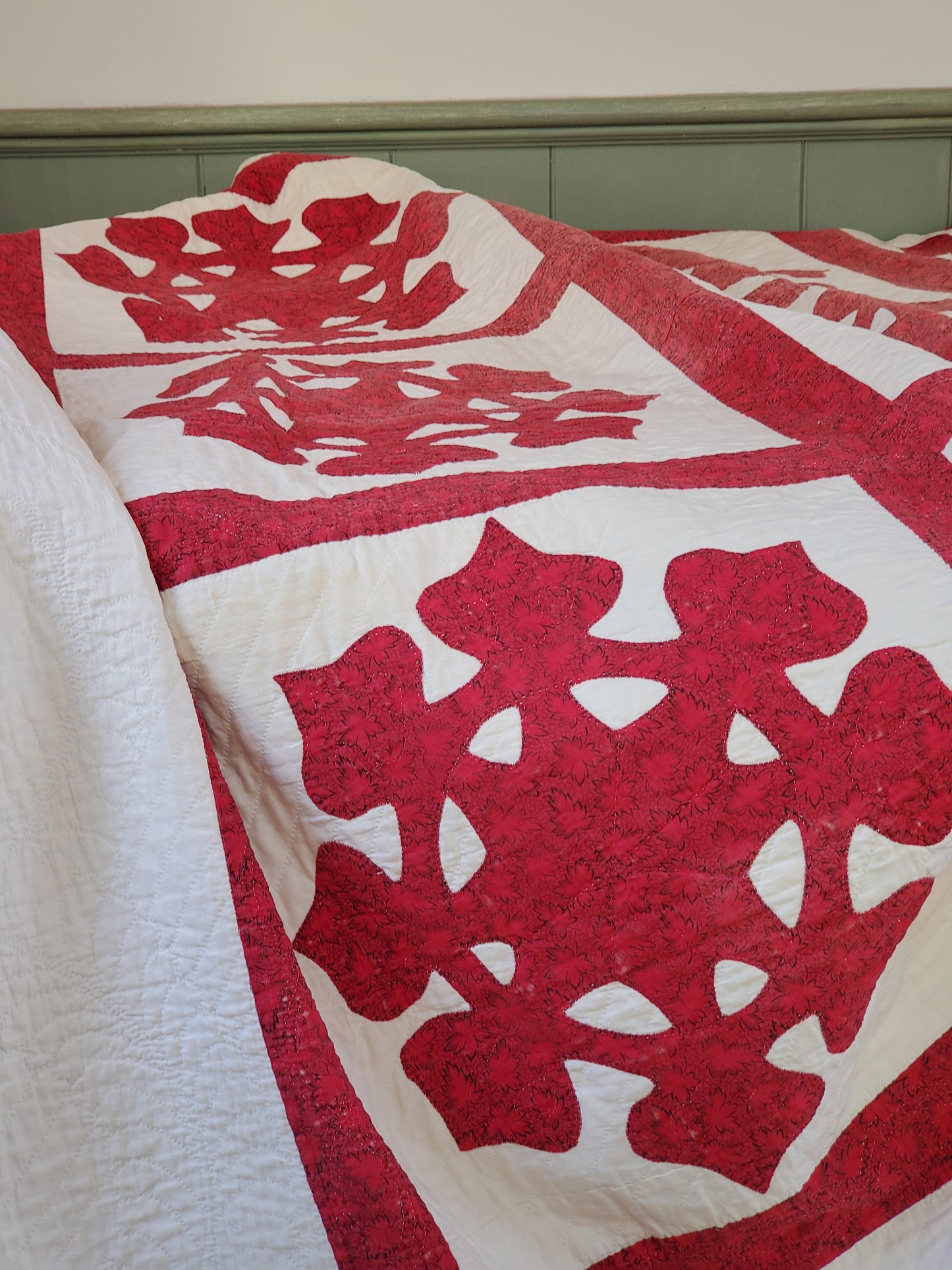 Red and White Applique Quilt, 19th Century