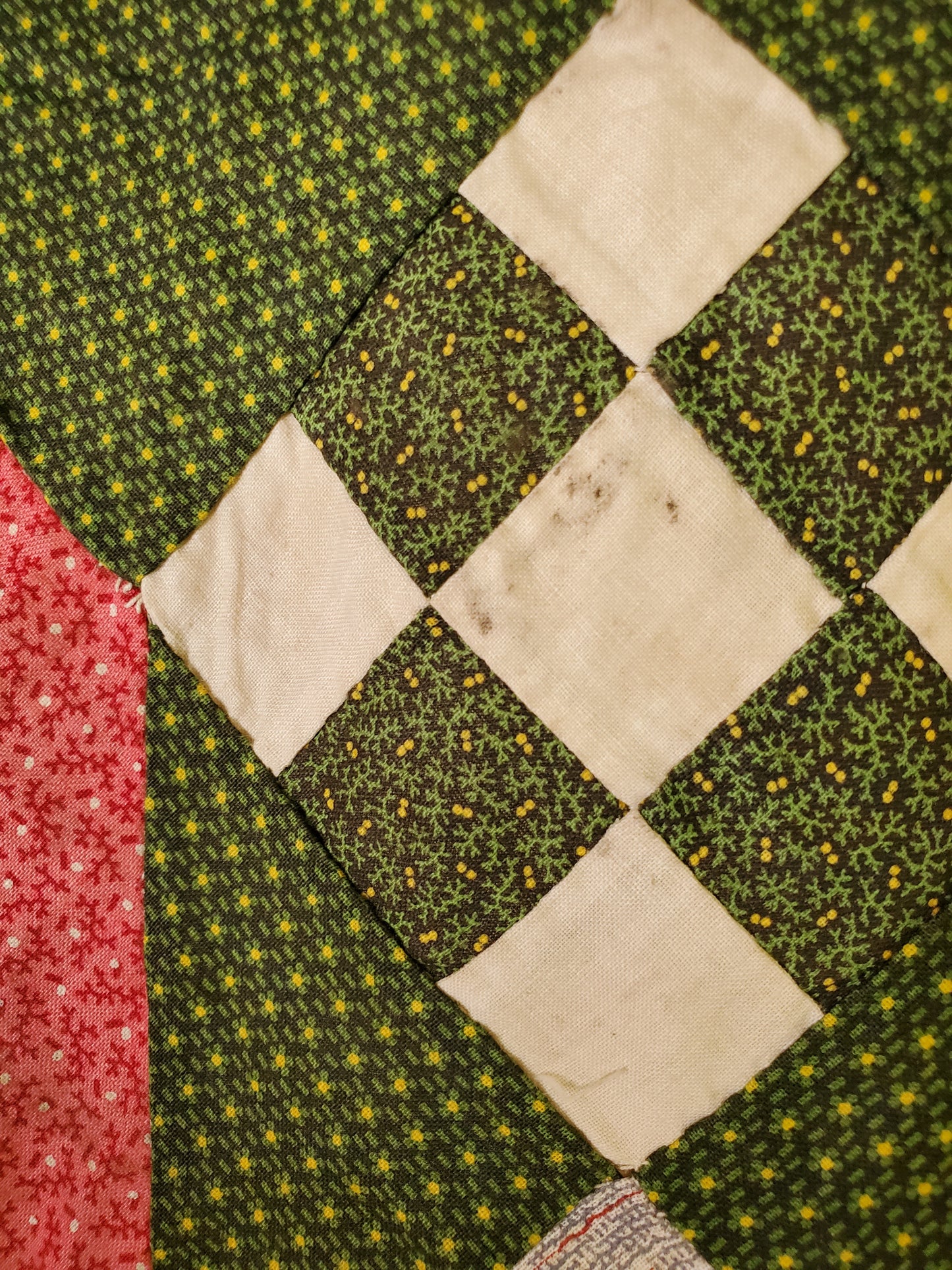 19th Cent Green and Pink Quilt Top
