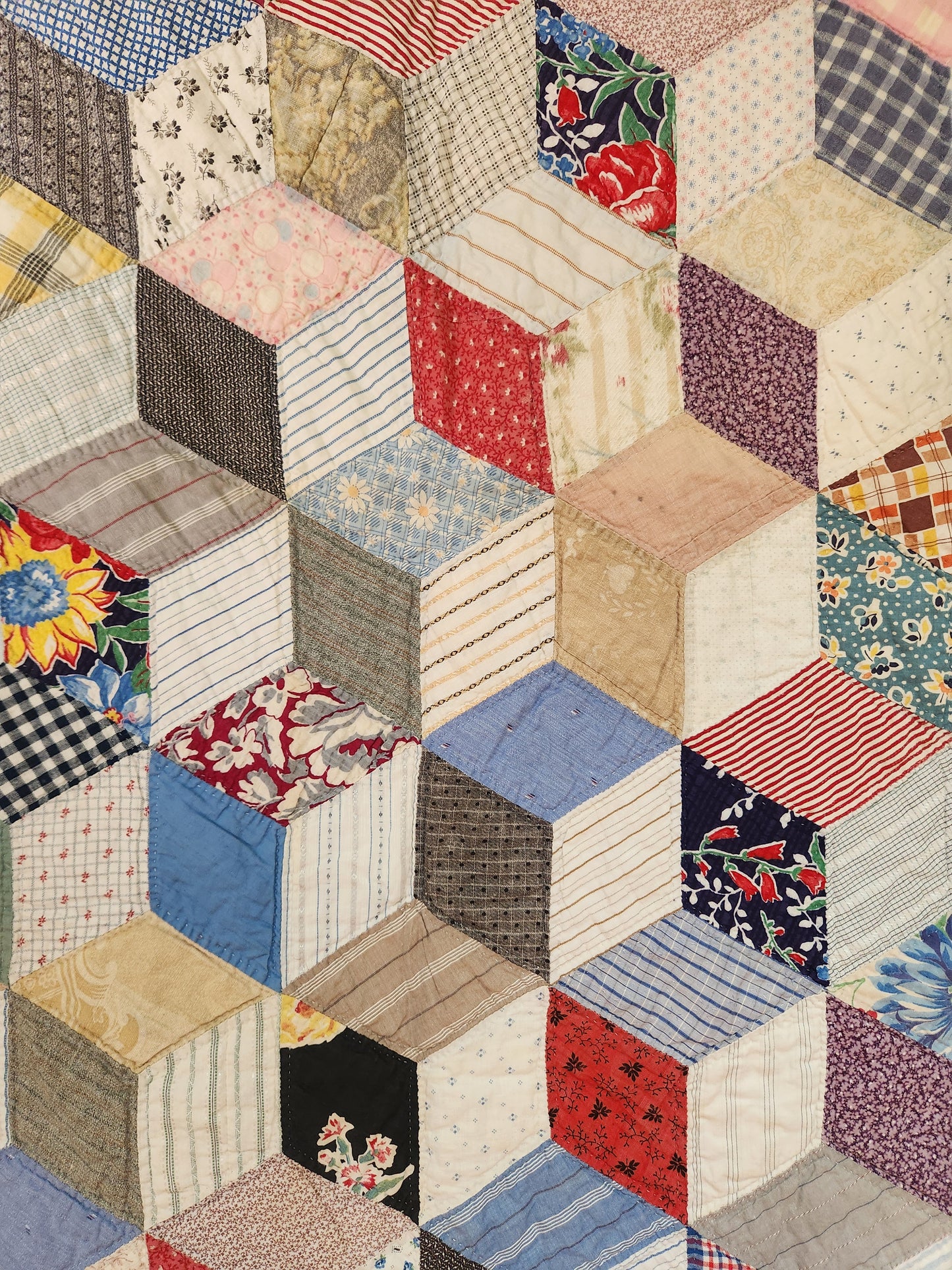 Vintage Tumbling Block Quilt