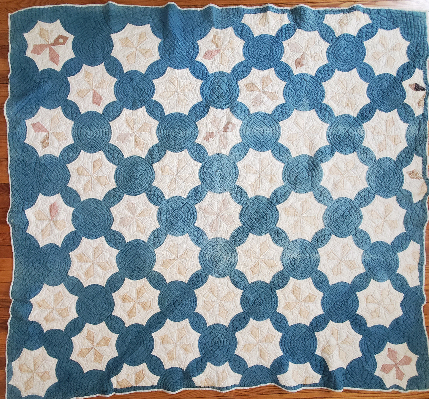 Home Again Blue & White Antique Quilt, ca 1900