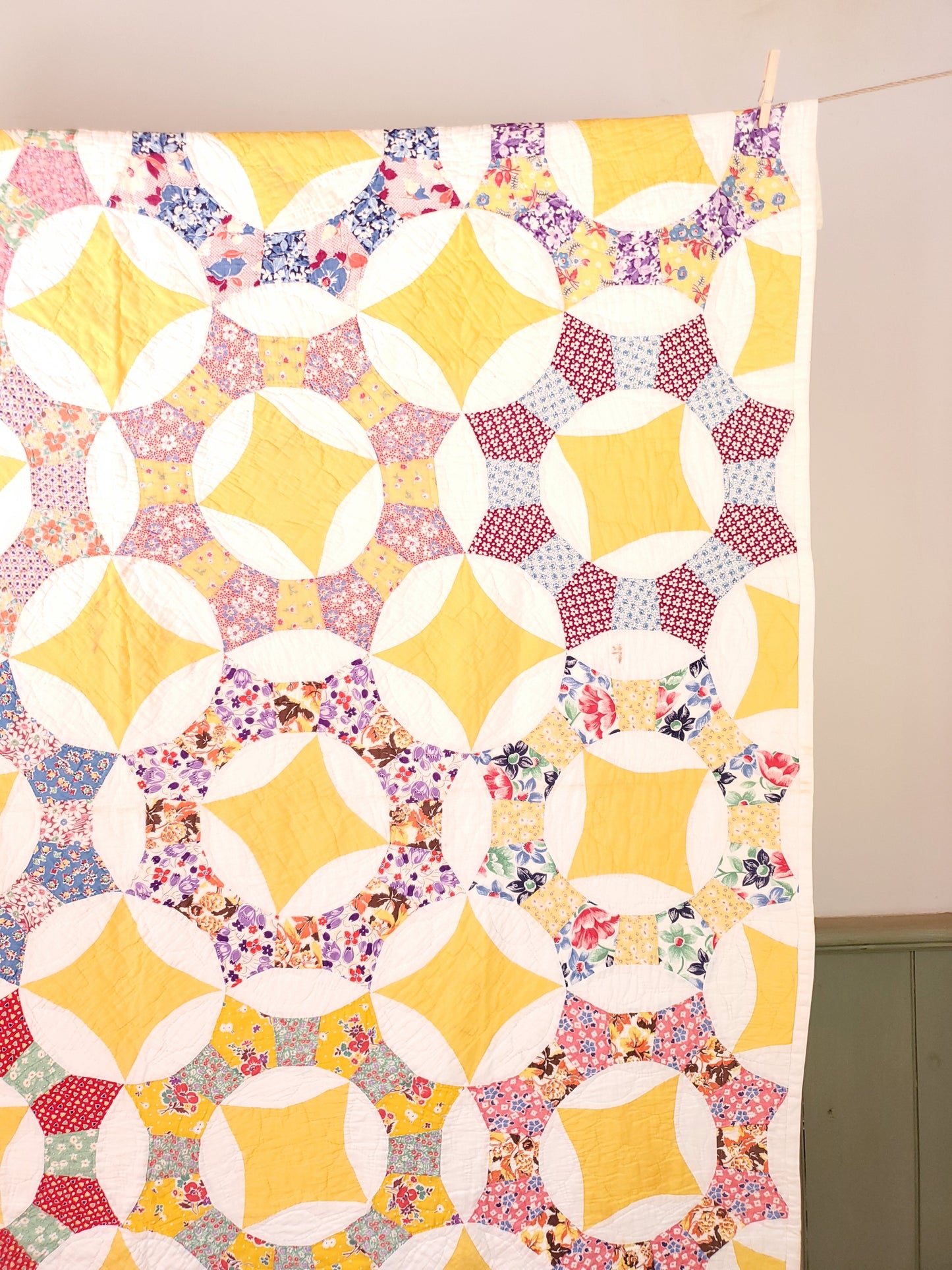 Vintage Feed Sack Ceasar's Crown Quilt