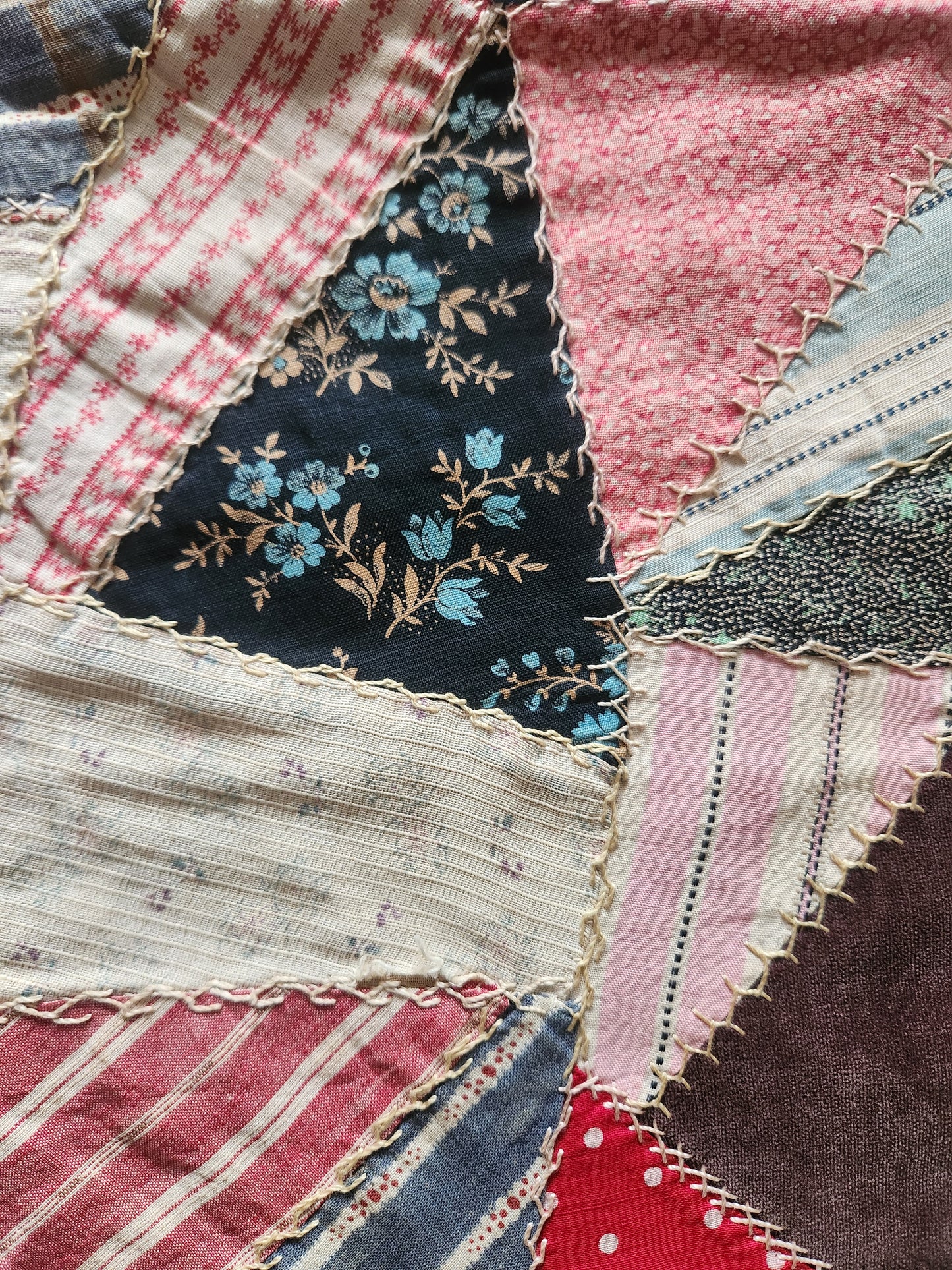 Antique Cotton Crazy Quilt c1890