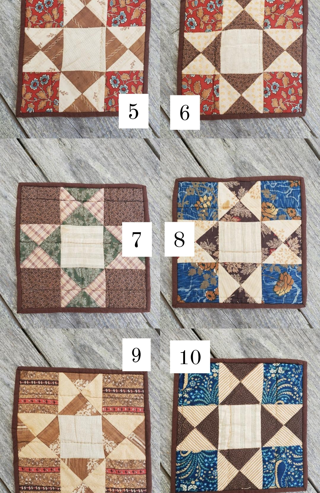 Hand Bound Antique Quilt Blocks, 19th Cent