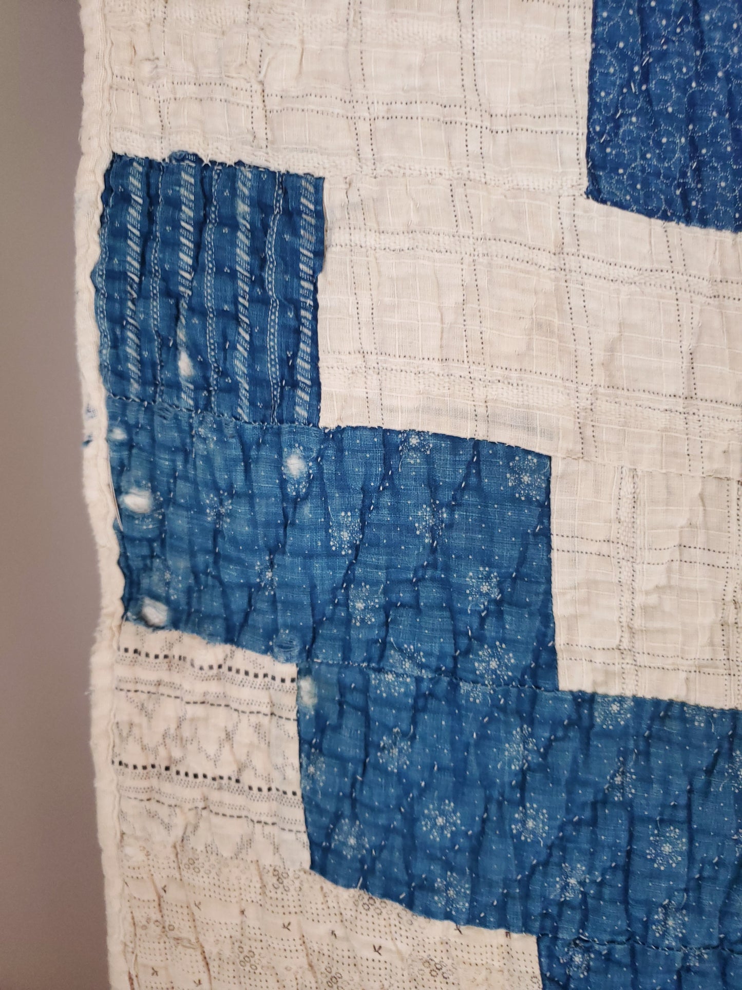 Blue Streak Antique Patchwork Quilt