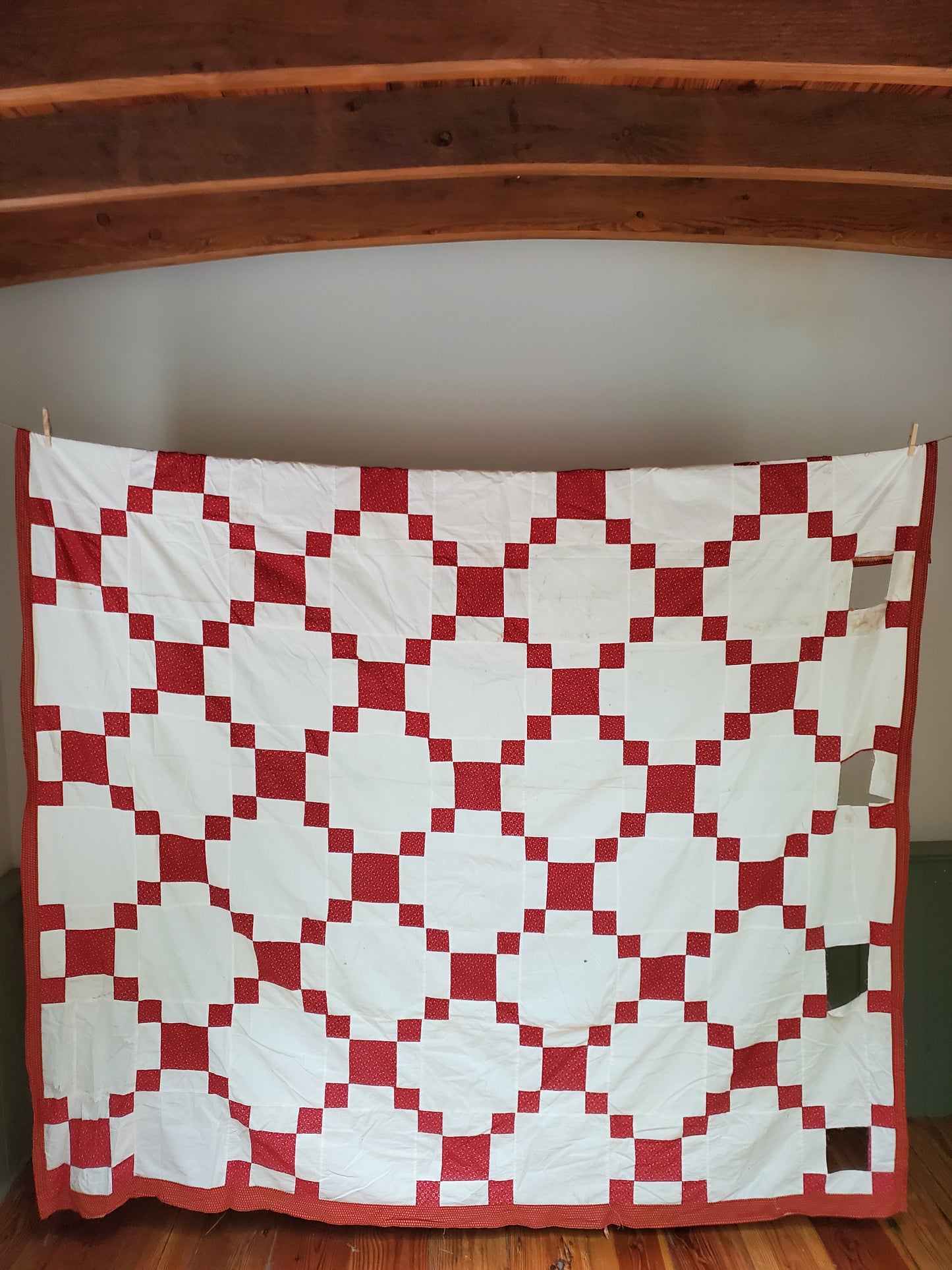 Red and White Antique Quilt top