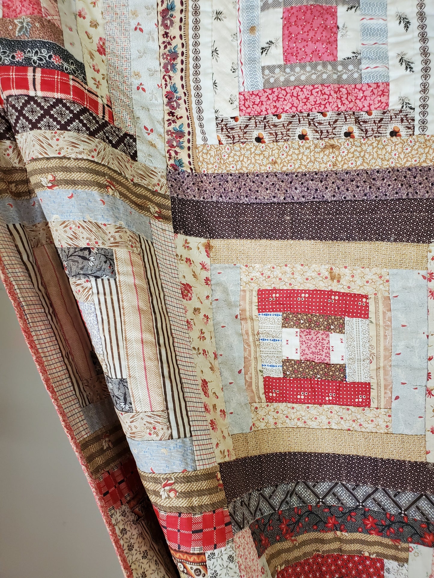 Antique Log Cabin Quilt c1890