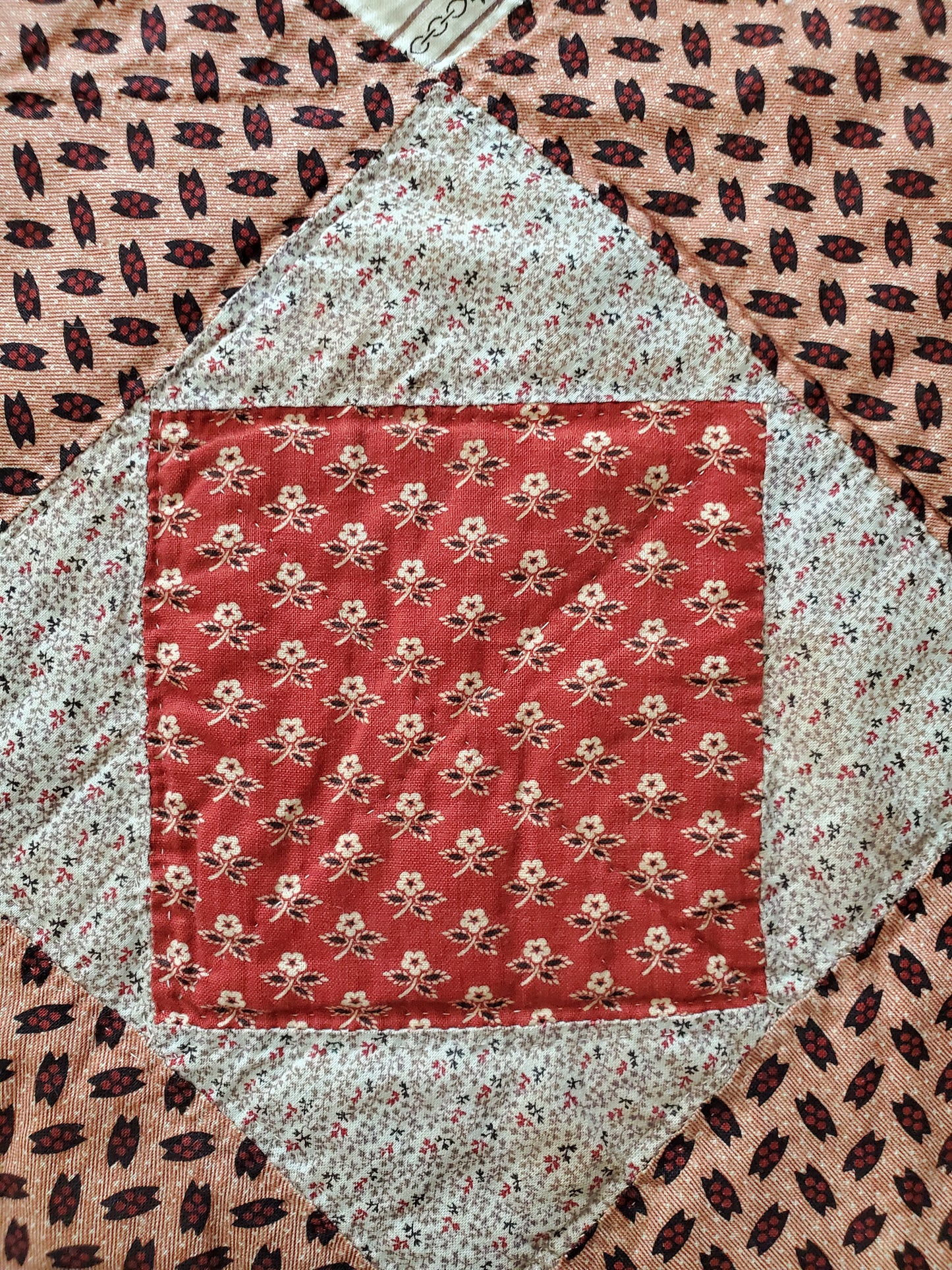 Square in a Square Antique Quilt ca 1870