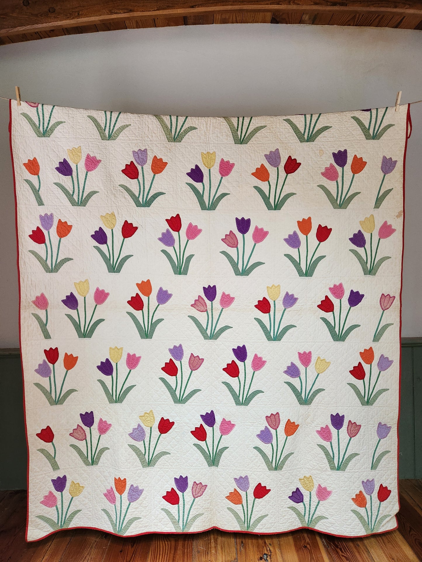 Vintage Tulip Applique Quilt c1930