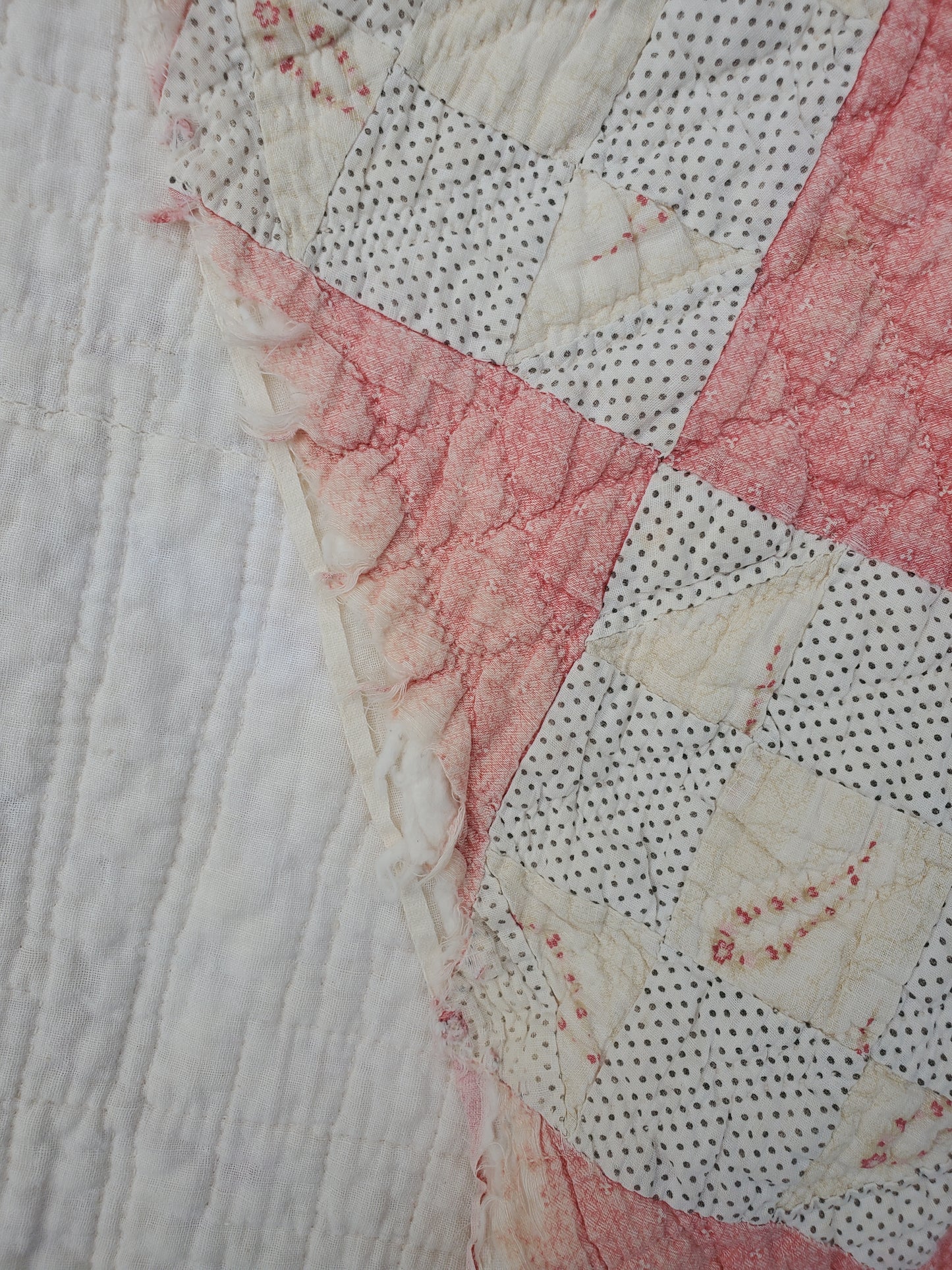 Antique Pink & White Patchwork Quilt