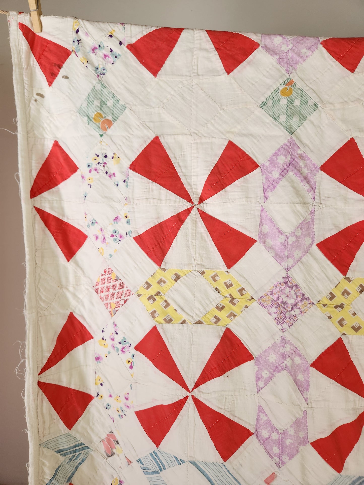 Vintage Pinwheel Picnic Quilt c1940
