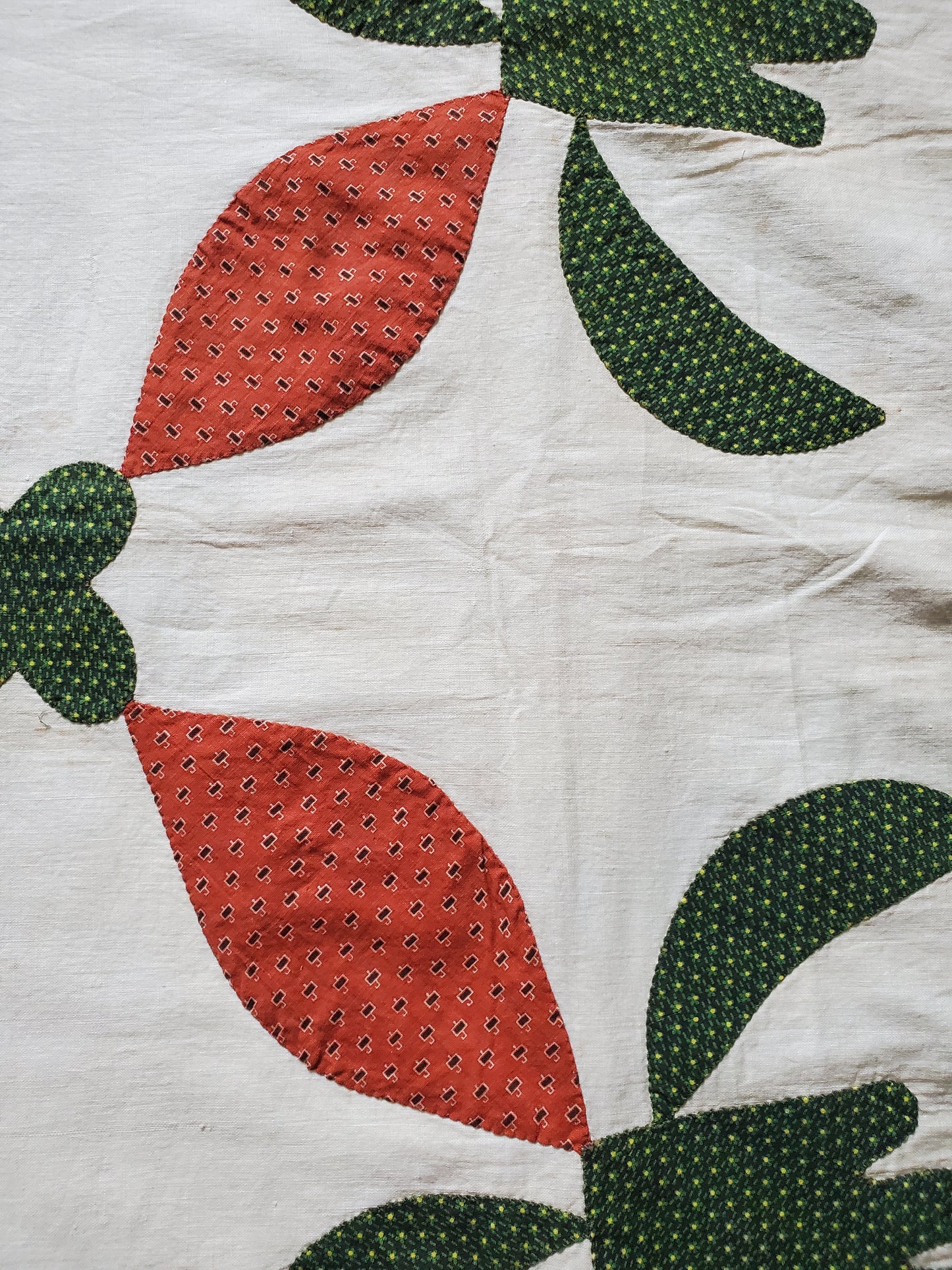 Antique Applique Quilt Top Panel ca 1850