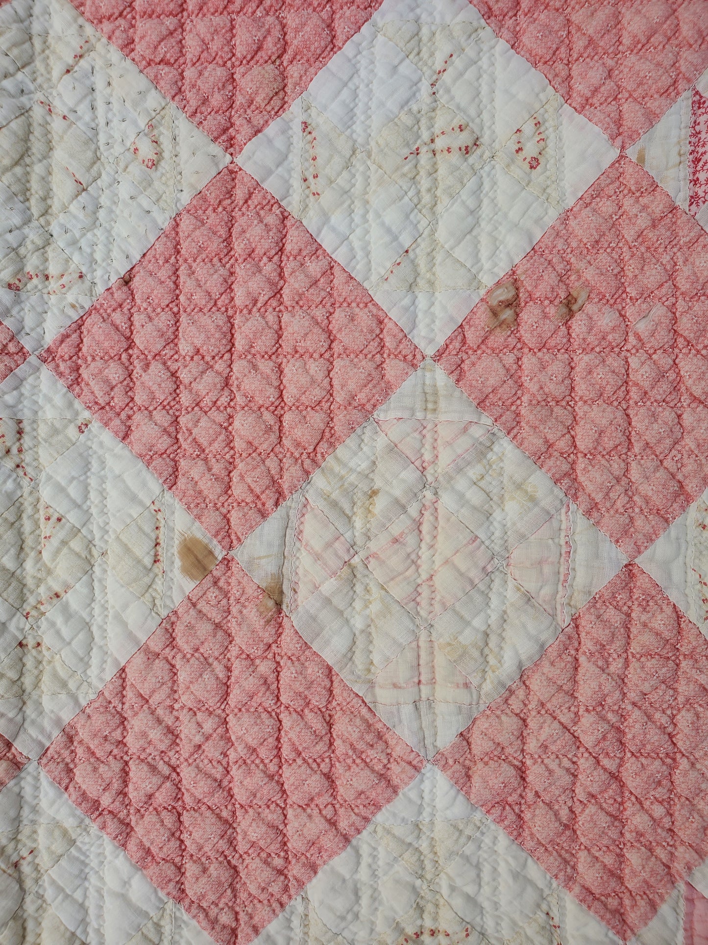 Antique Pink & White Patchwork Quilt
