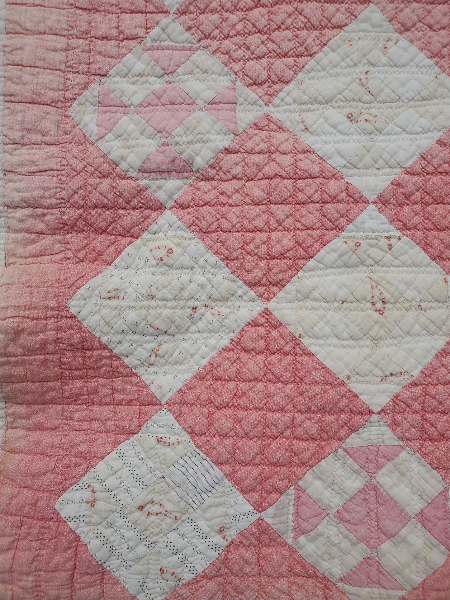 Antique Pink & White Patchwork Quilt