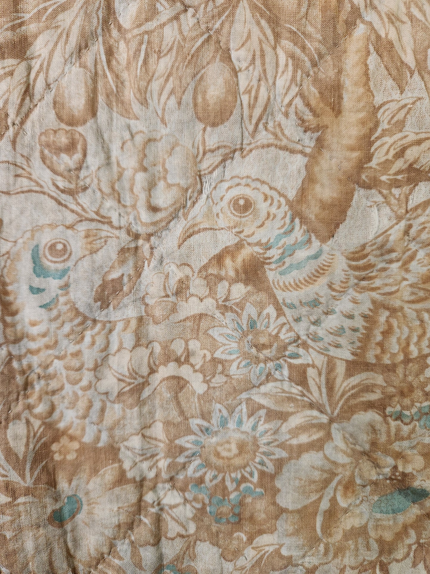 Antique Pheasants and Plum Tree Whole Cloth Chintz Quit