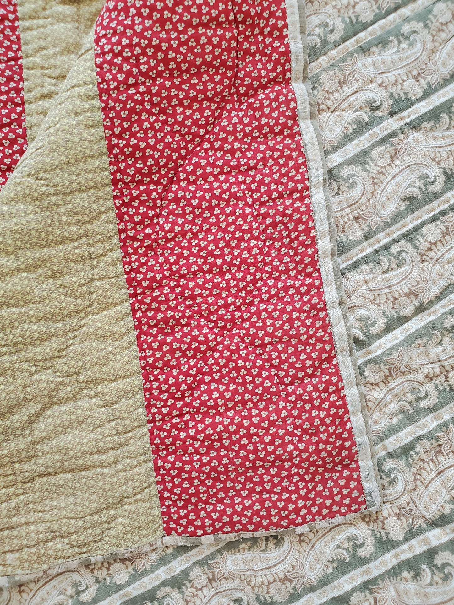 Antique Bars Quilt with Paisley Back