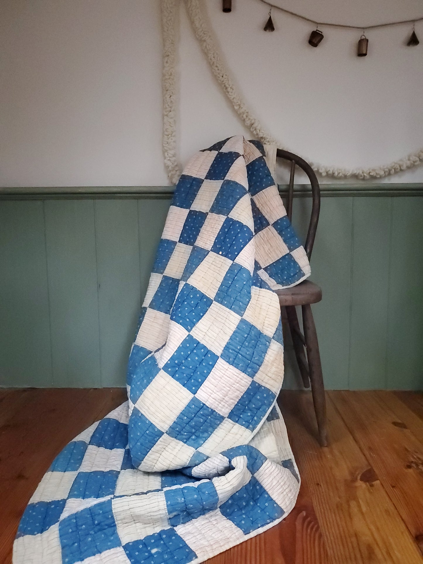 Antique Indigo Patchwork Quilt, ca 1920
