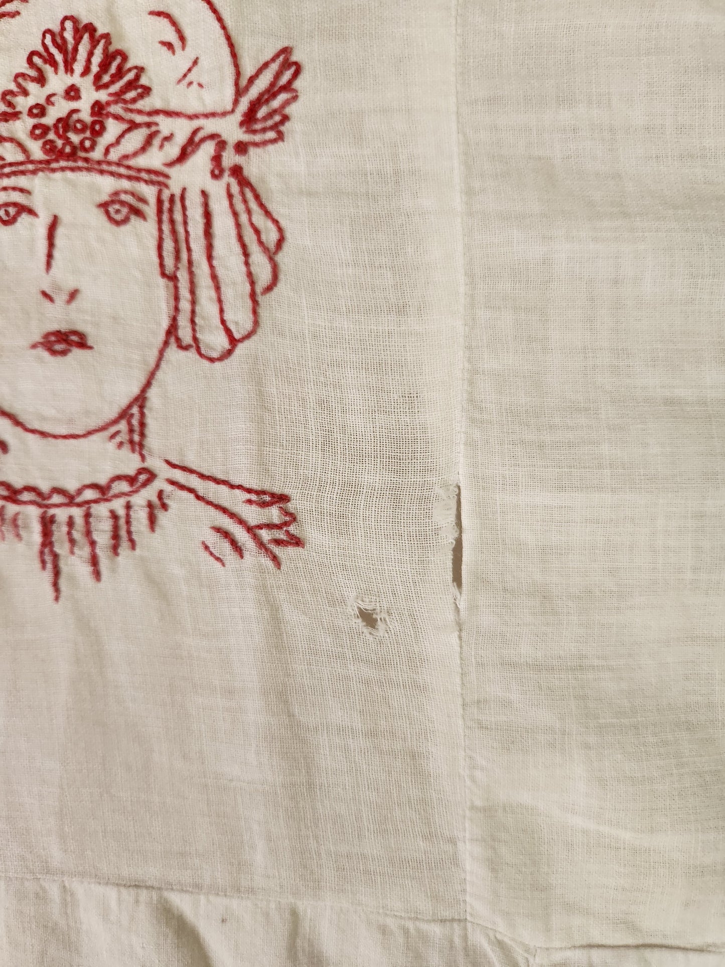 Child’s Redwork Quilt Top Coverlet 1917