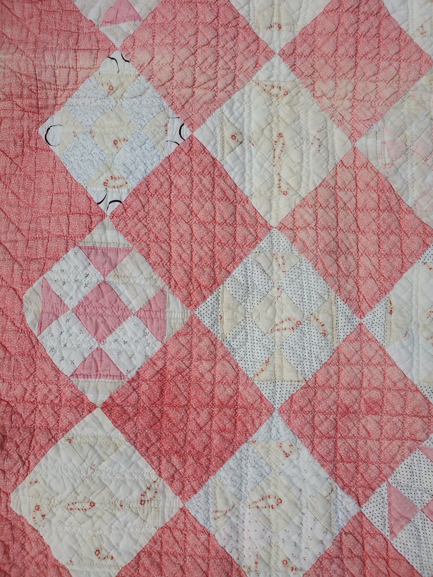 Antique Pink & White Patchwork Quilt