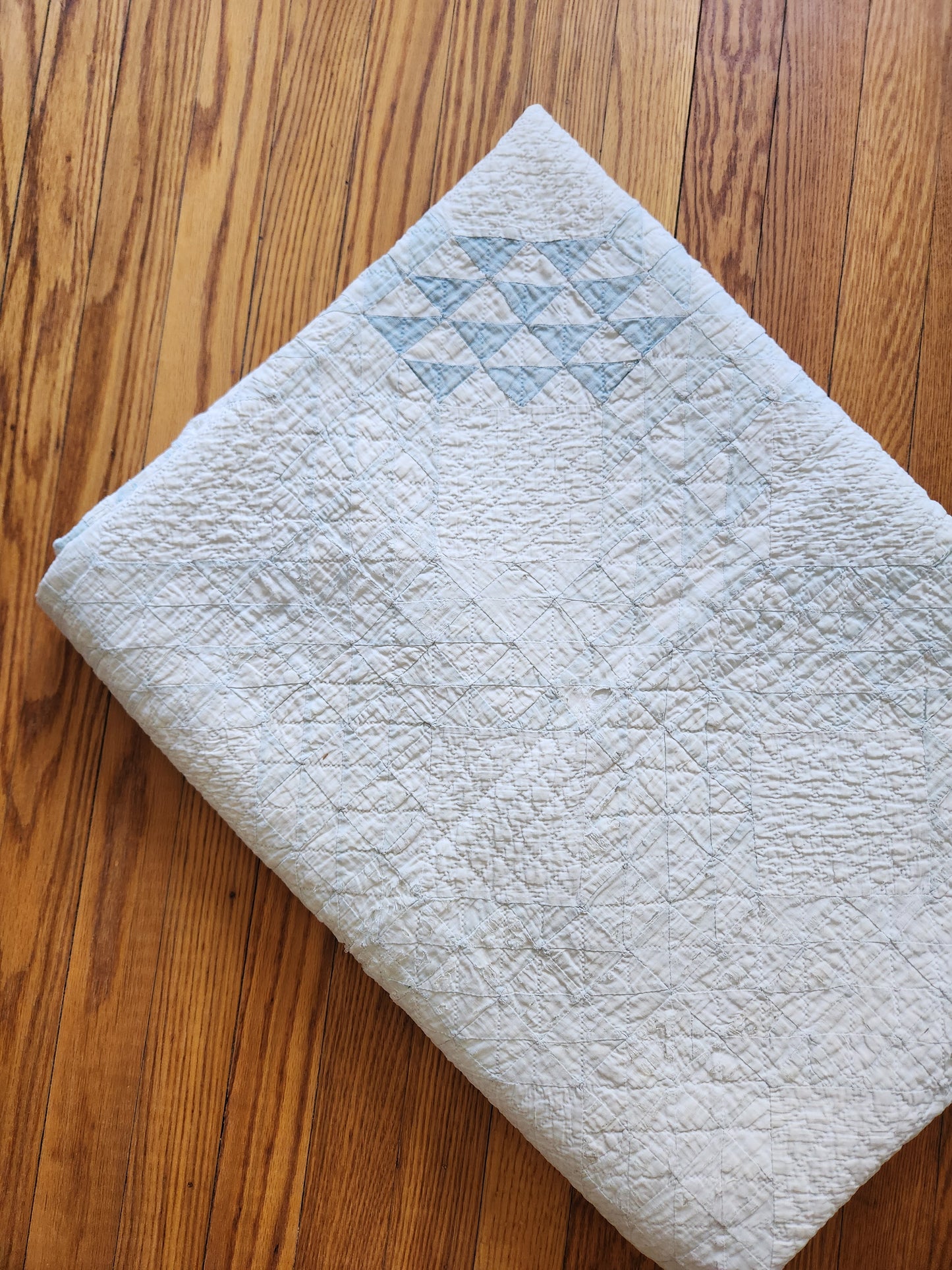 Well-Loved Antique Ocean Waves Quilt c1900
