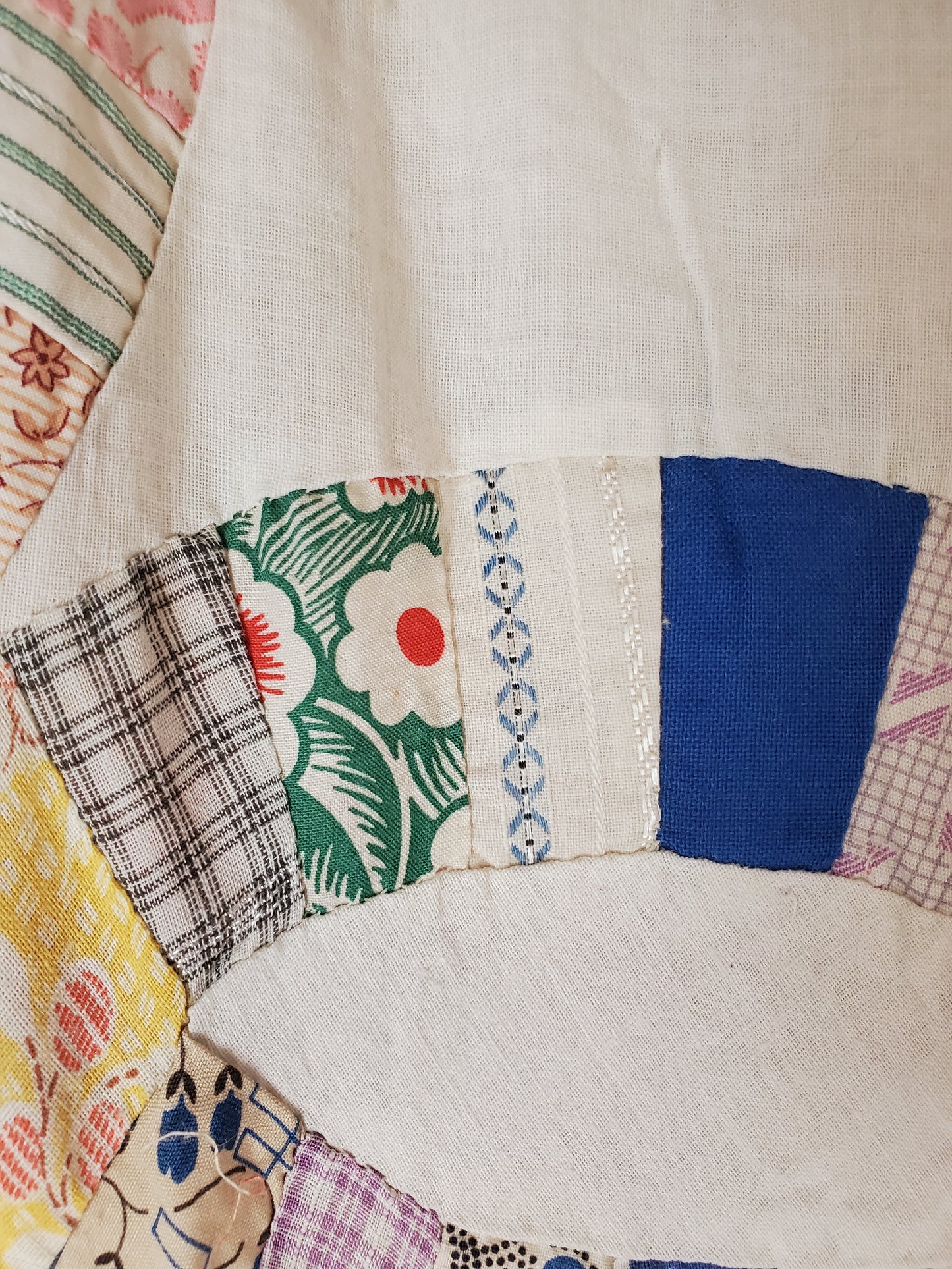 Vintage Double Wedding Ring Quilt Top c1930