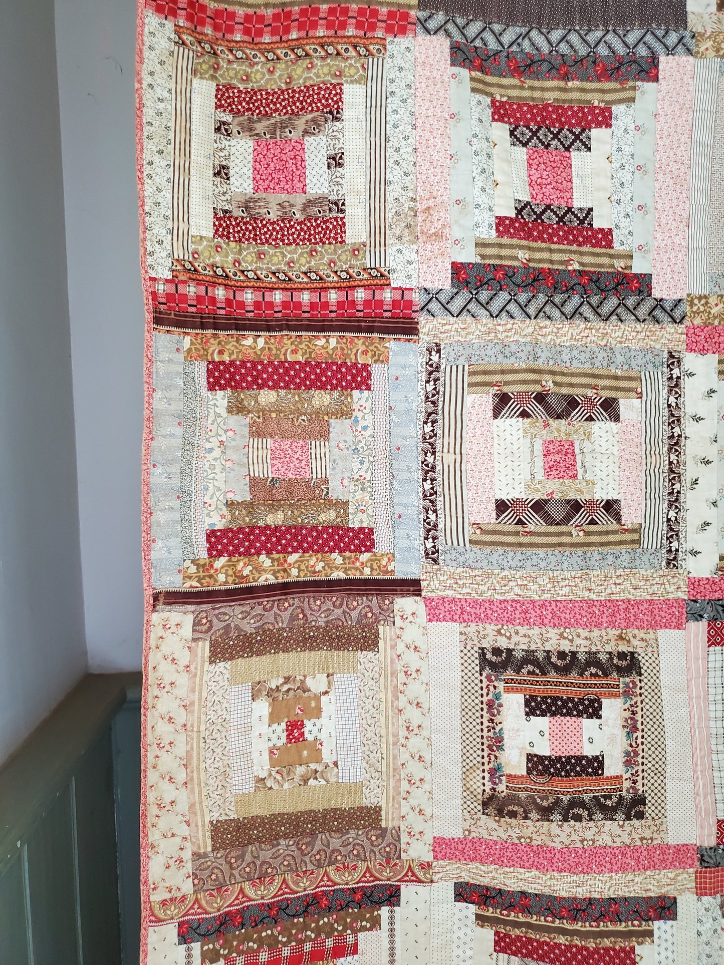 Antique Log Cabin Quilt c1890