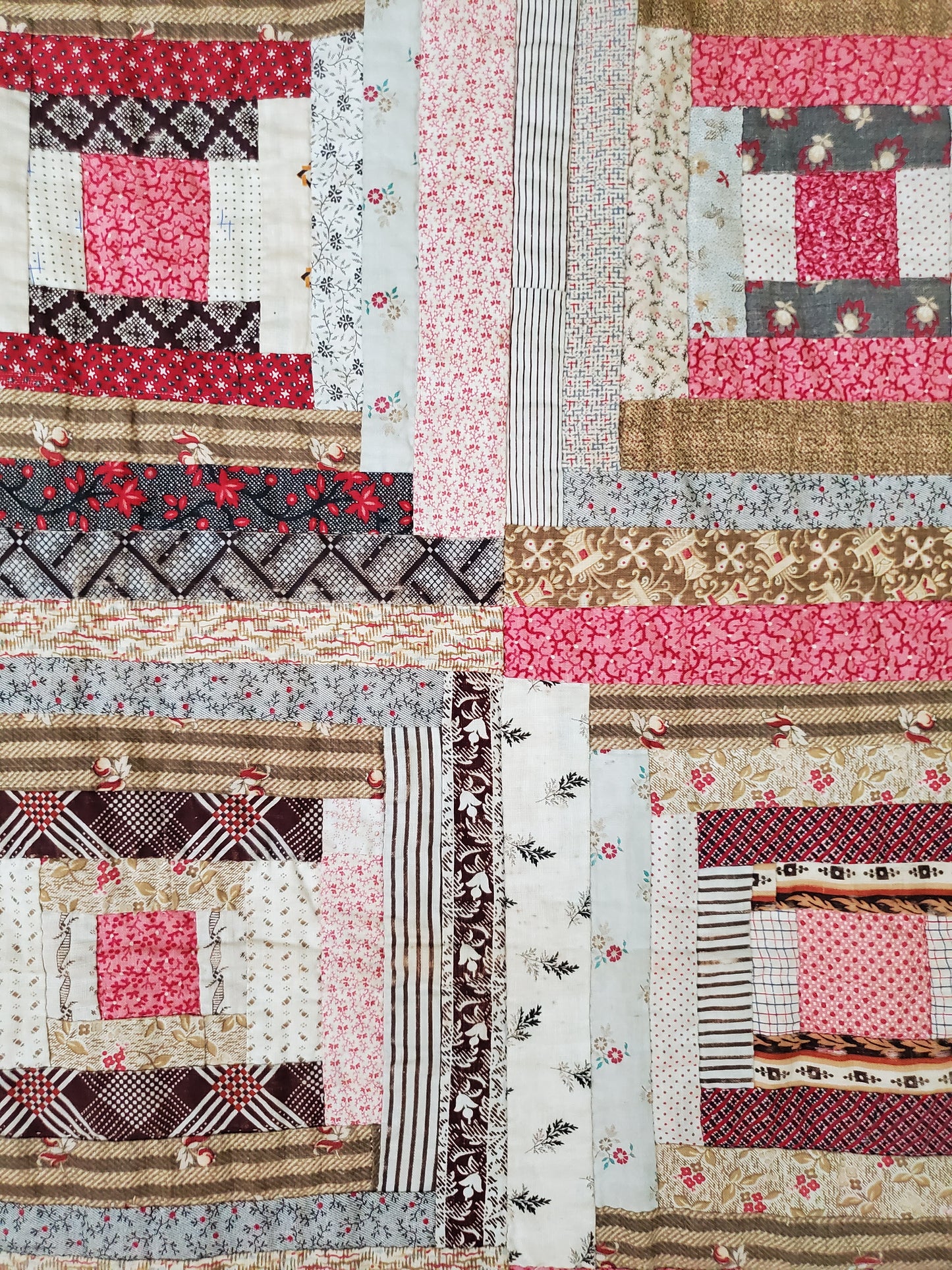 Antique Log Cabin Quilt c1890