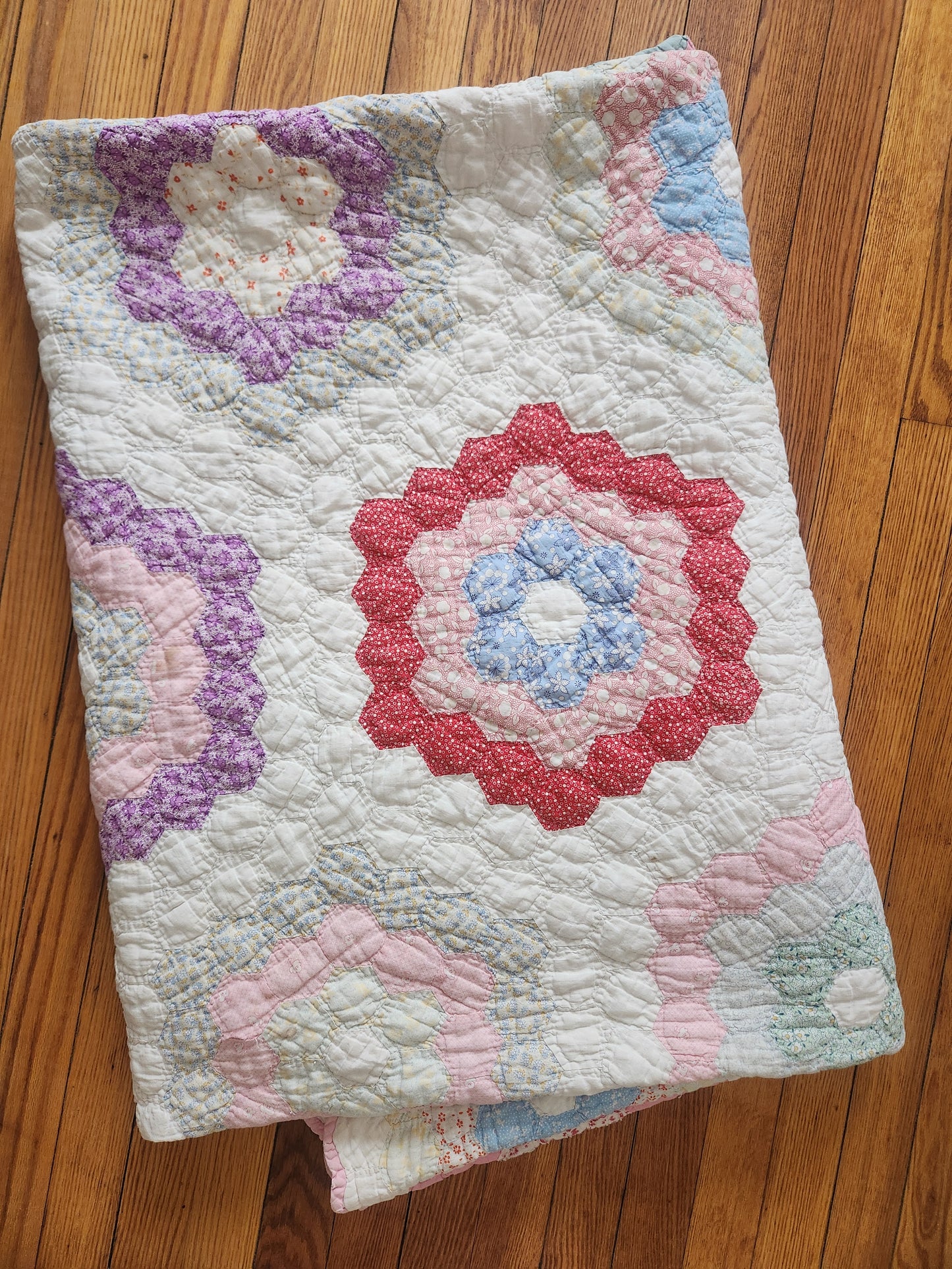 Vintage Grandmother's Garden Quilt c1940