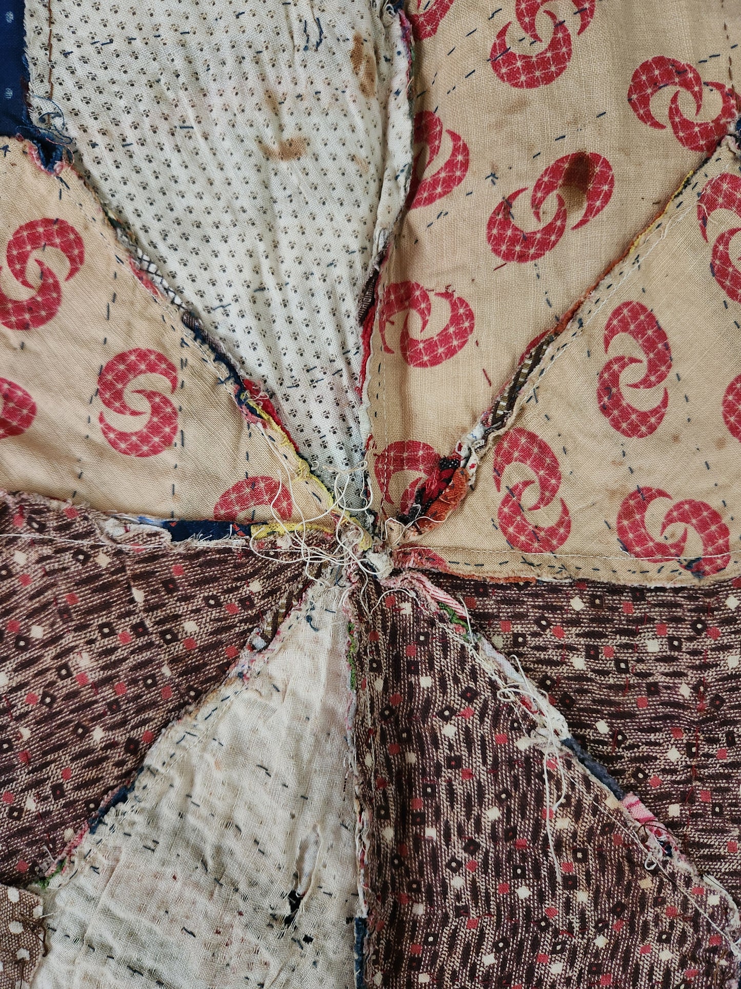 Stunning 19th Century String Star Quilt Top