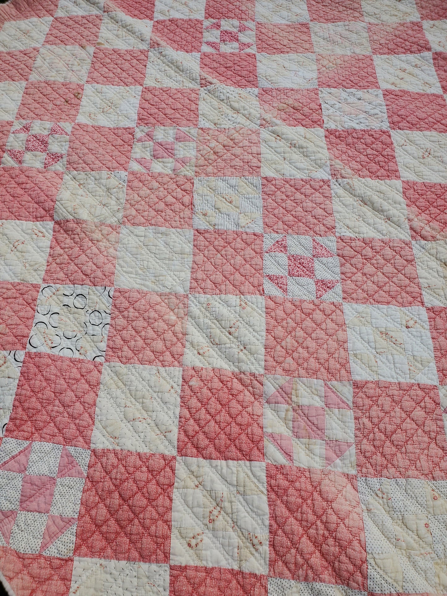 Antique Pink & White Patchwork Quilt