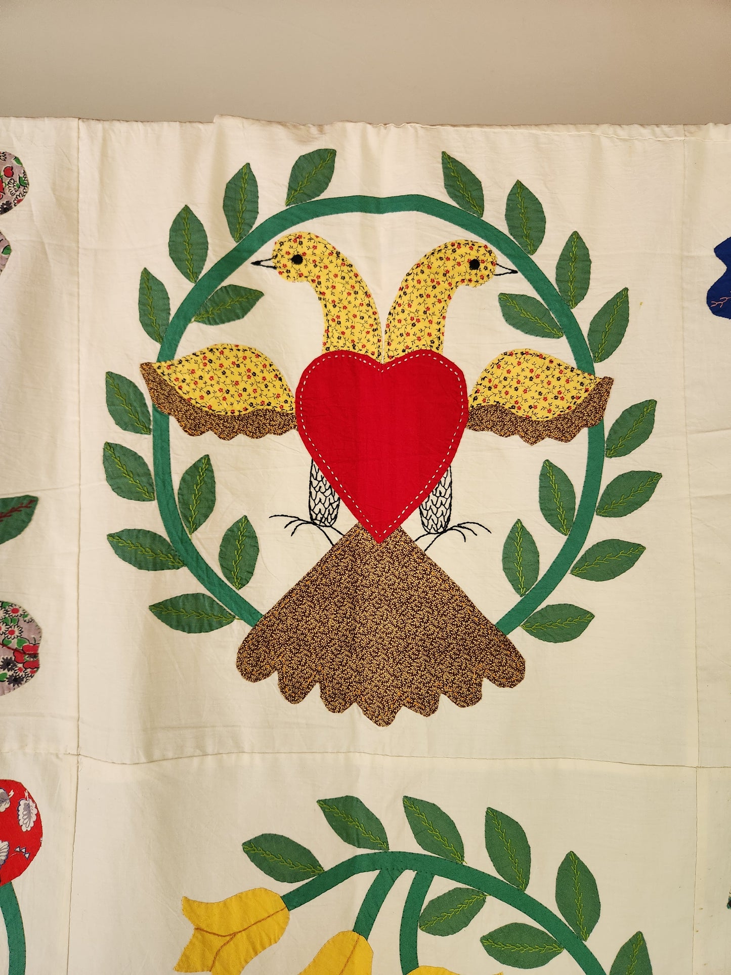 Vintage Hand Stitched Album Coverlet c1950 (B)