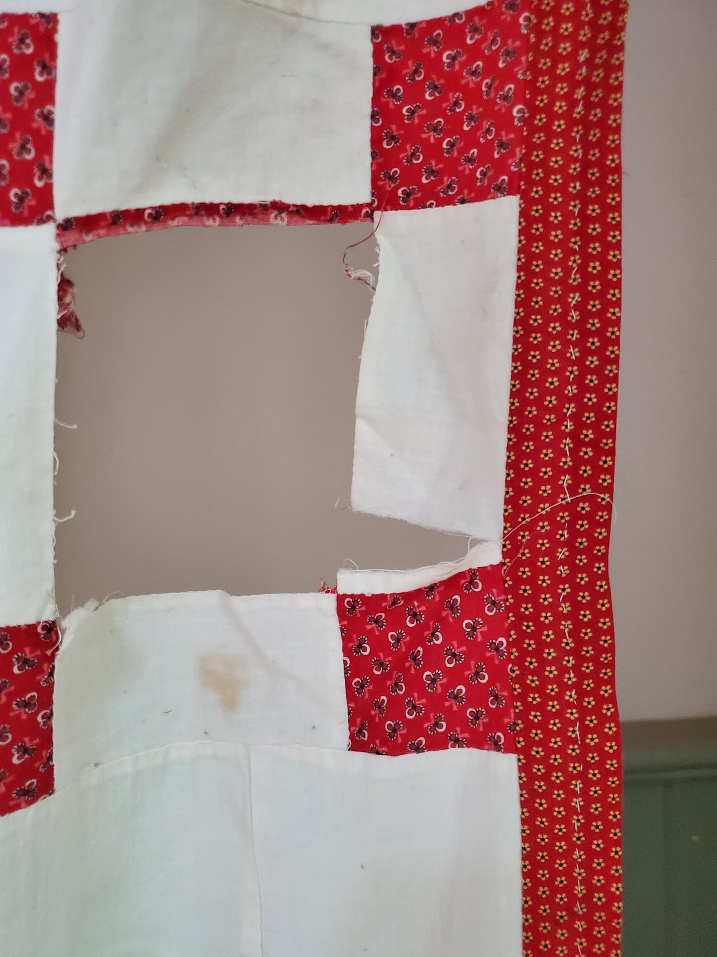 Red and White Antique Quilt top