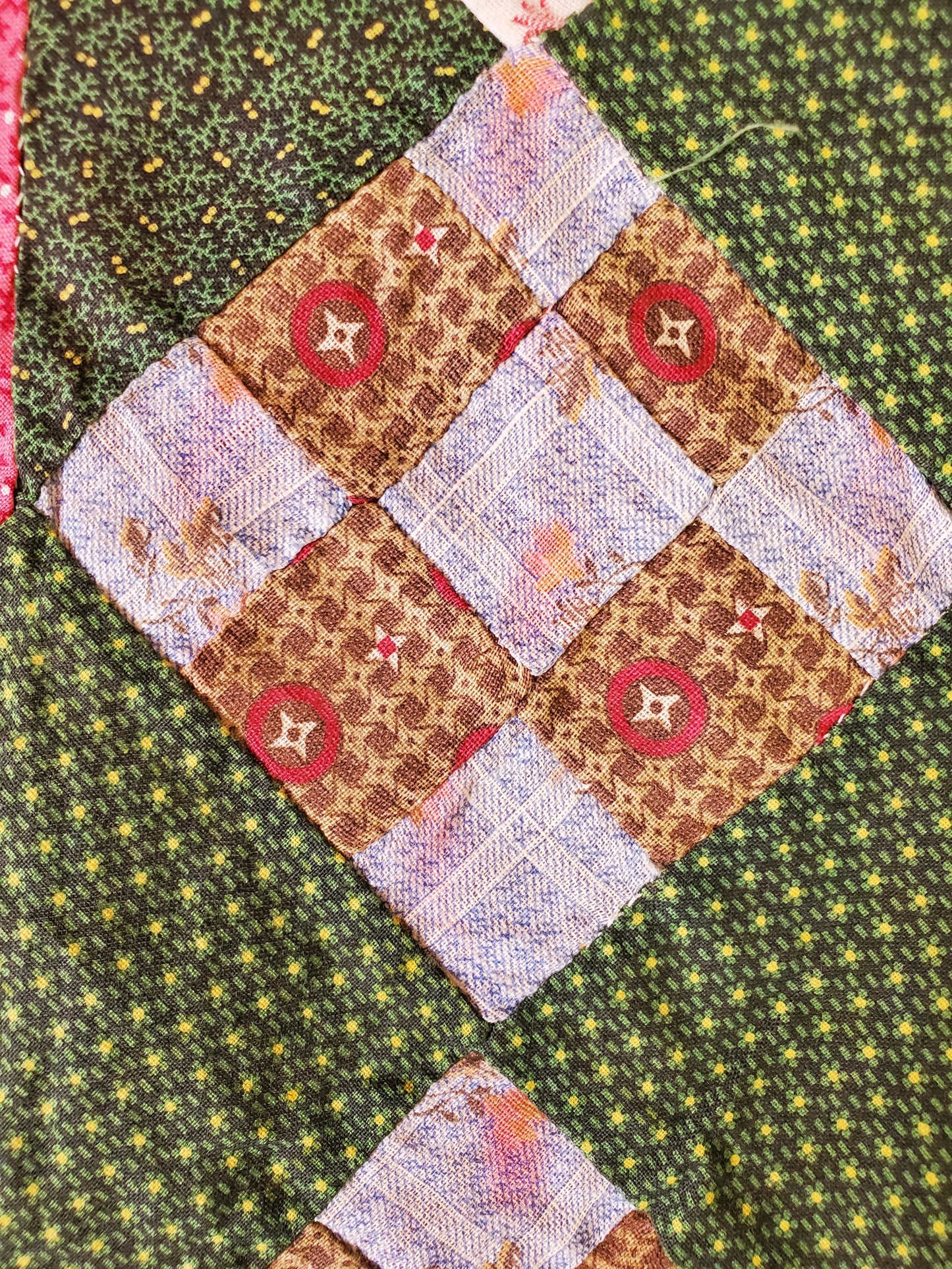 19th Cent Green and Pink Quilt Top