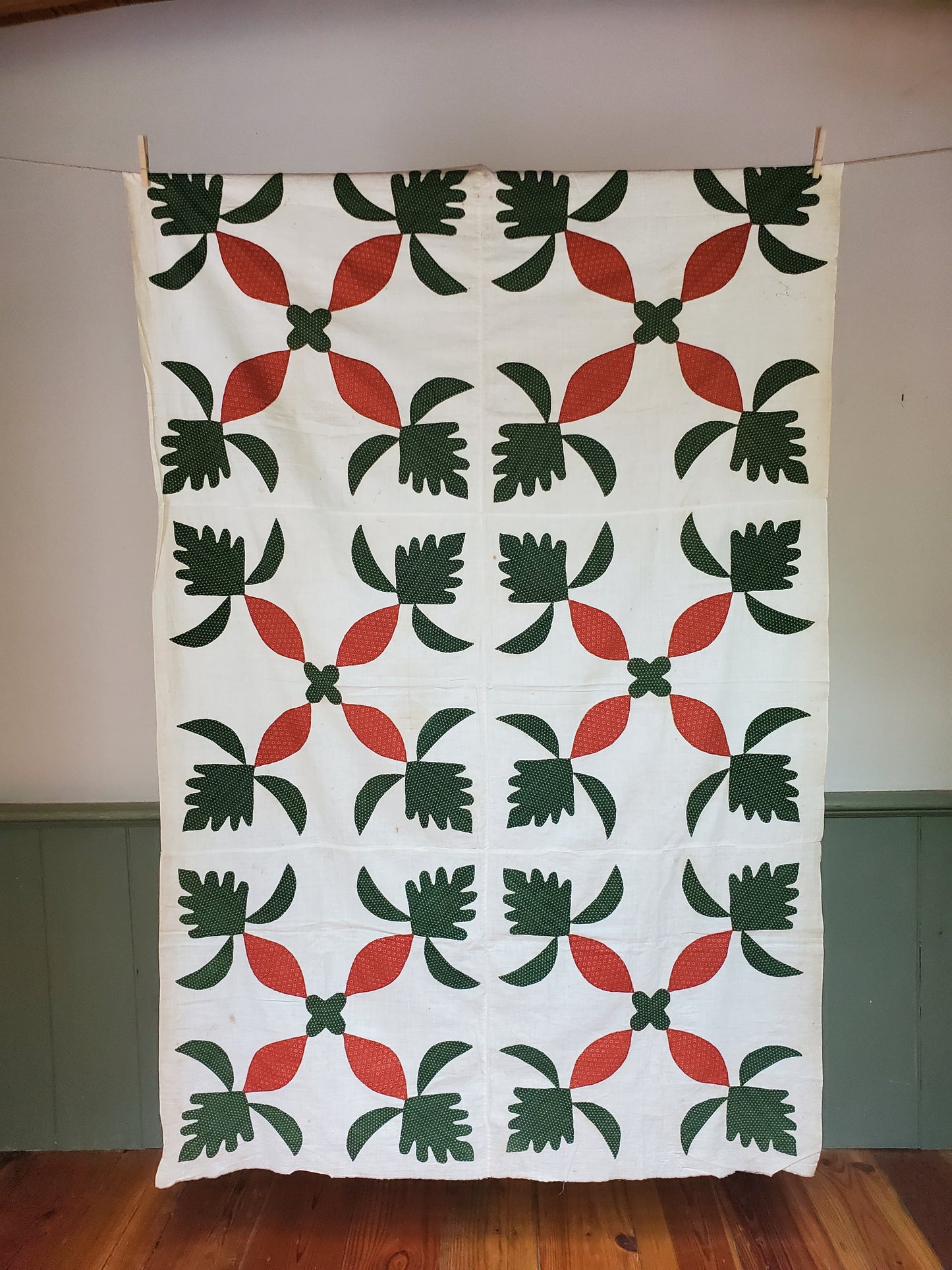 Antique Applique Quilt Top Panel ca 1850