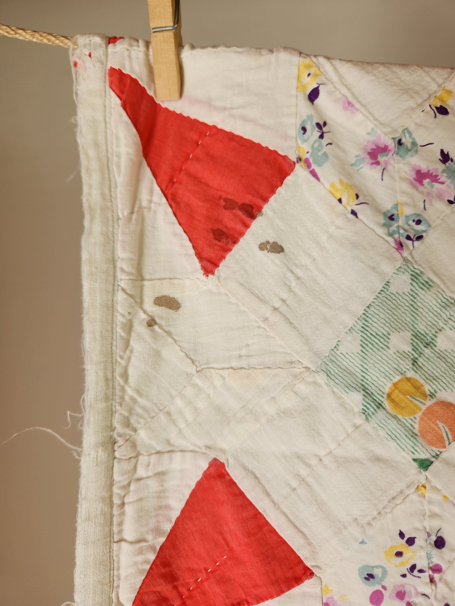 Vintage Pinwheel Picnic Quilt c1940