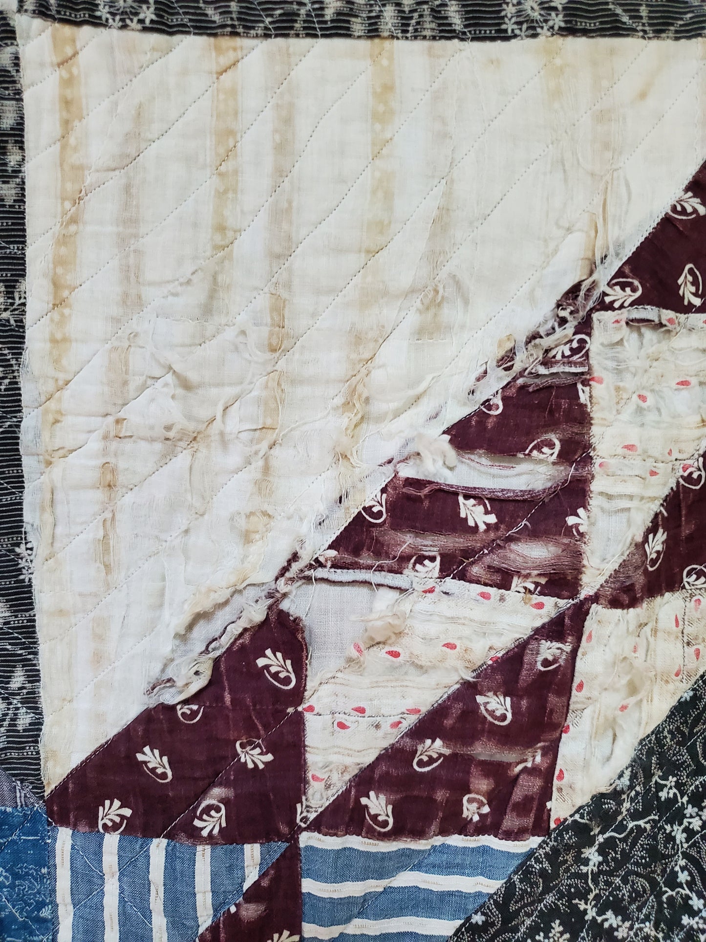Vintage Sugar Sack Patchwork Quilt ca 1920