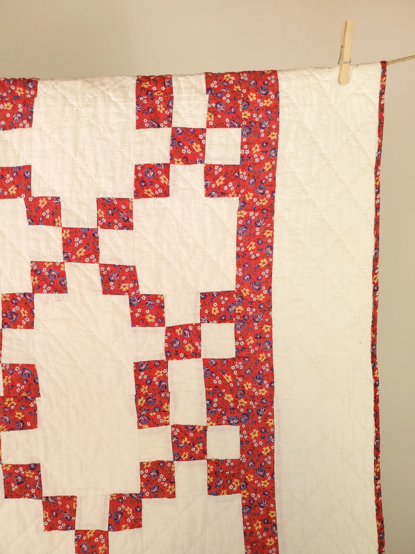 Red Rose Vintage Patchwork Quilt