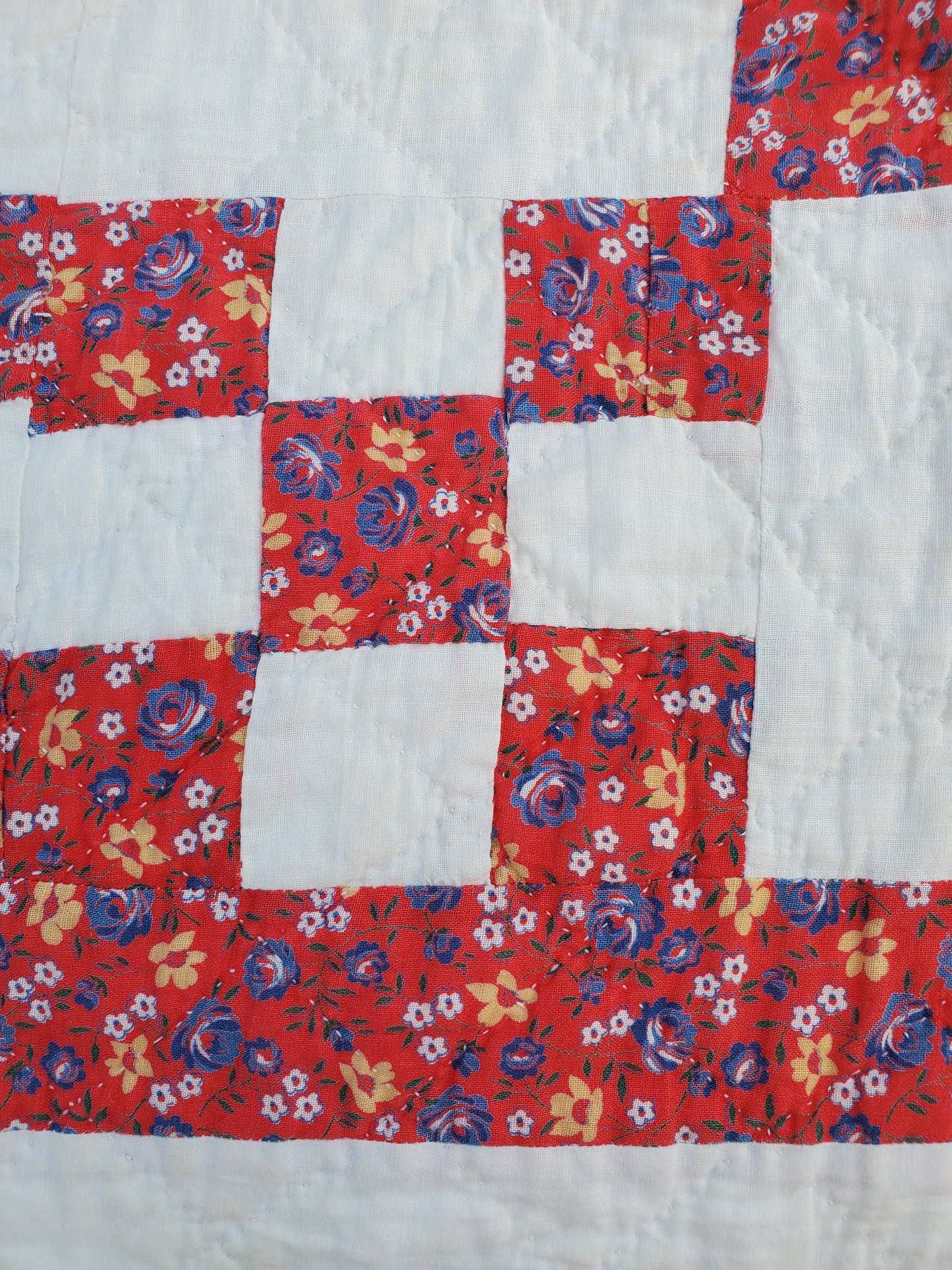 Red Rose Vintage Patchwork Quilt