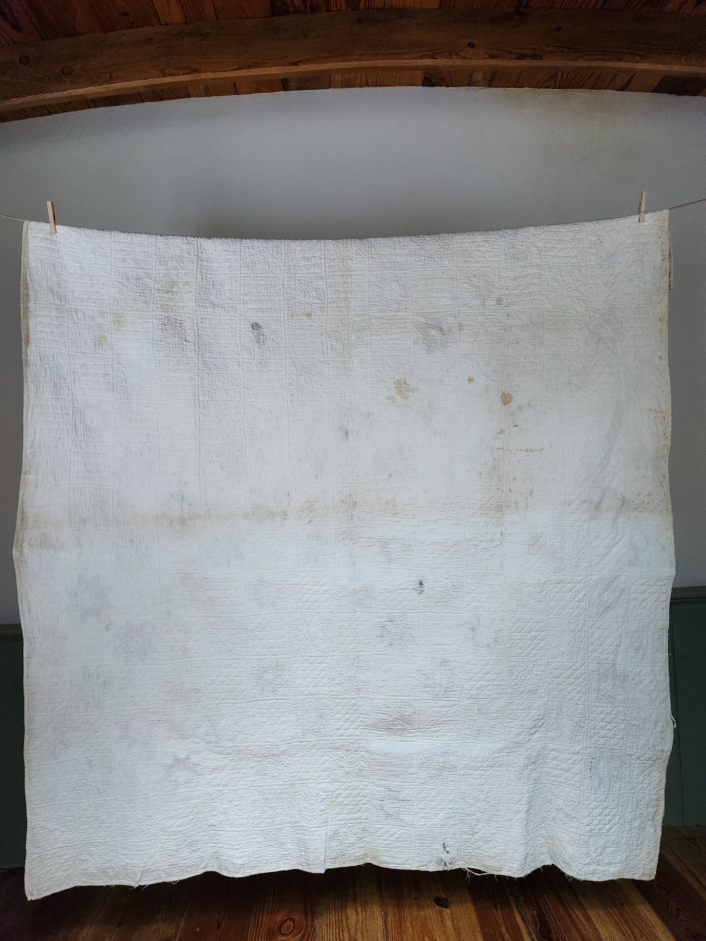 Well-Loved Antique Star Quilt c1900