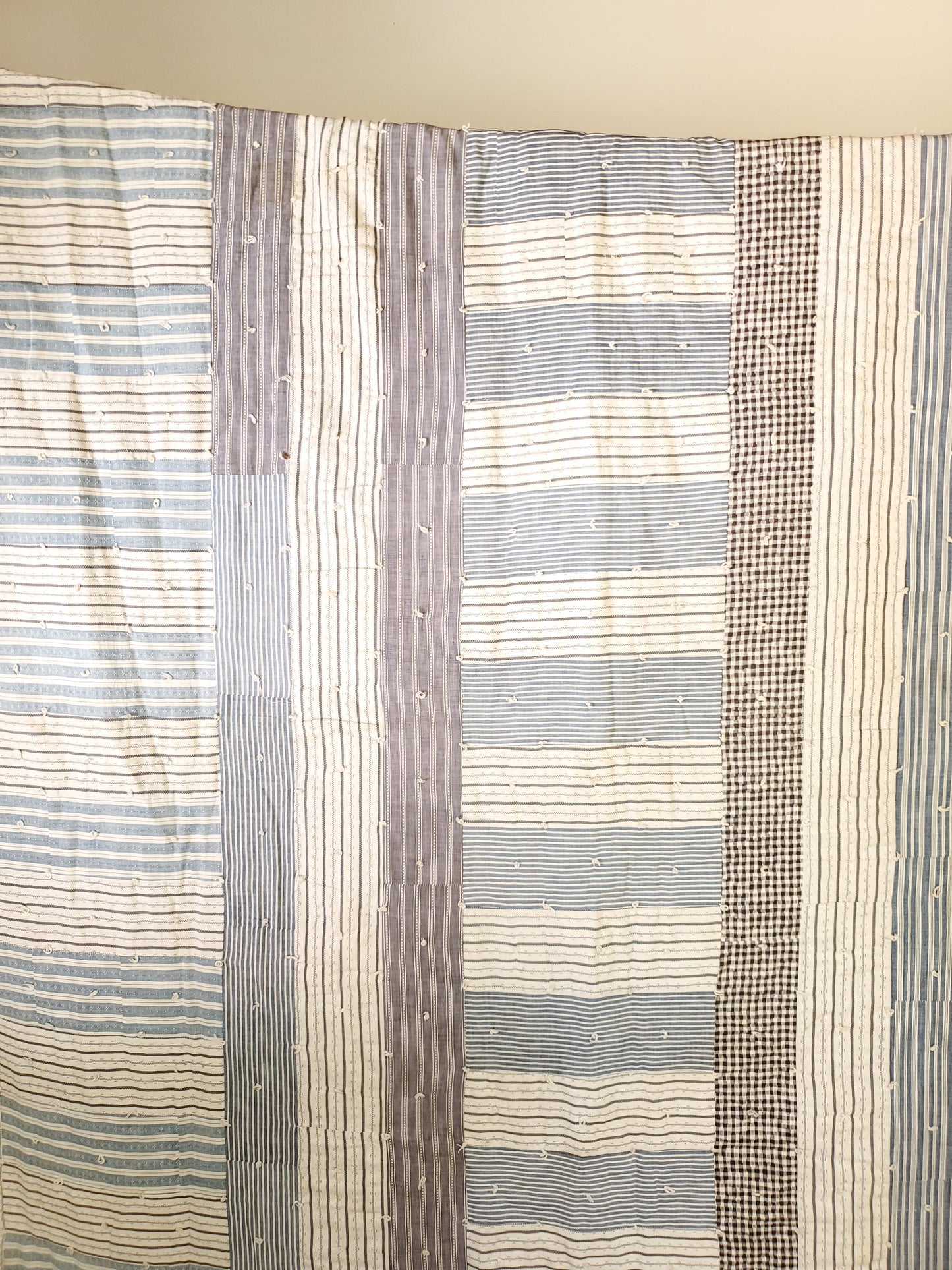 Hand Tied Shirting Quilt c1920
