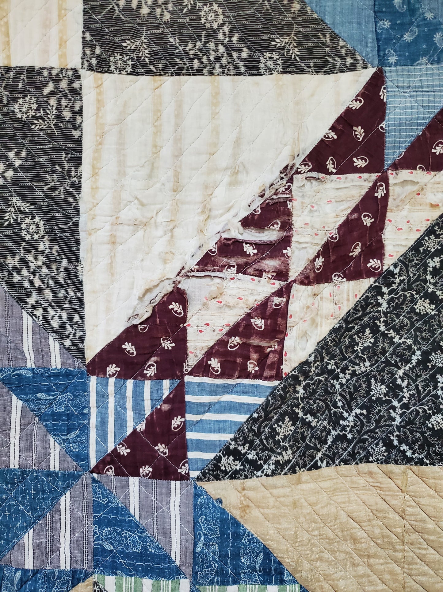Vintage Sugar Sack Patchwork Quilt ca 1920