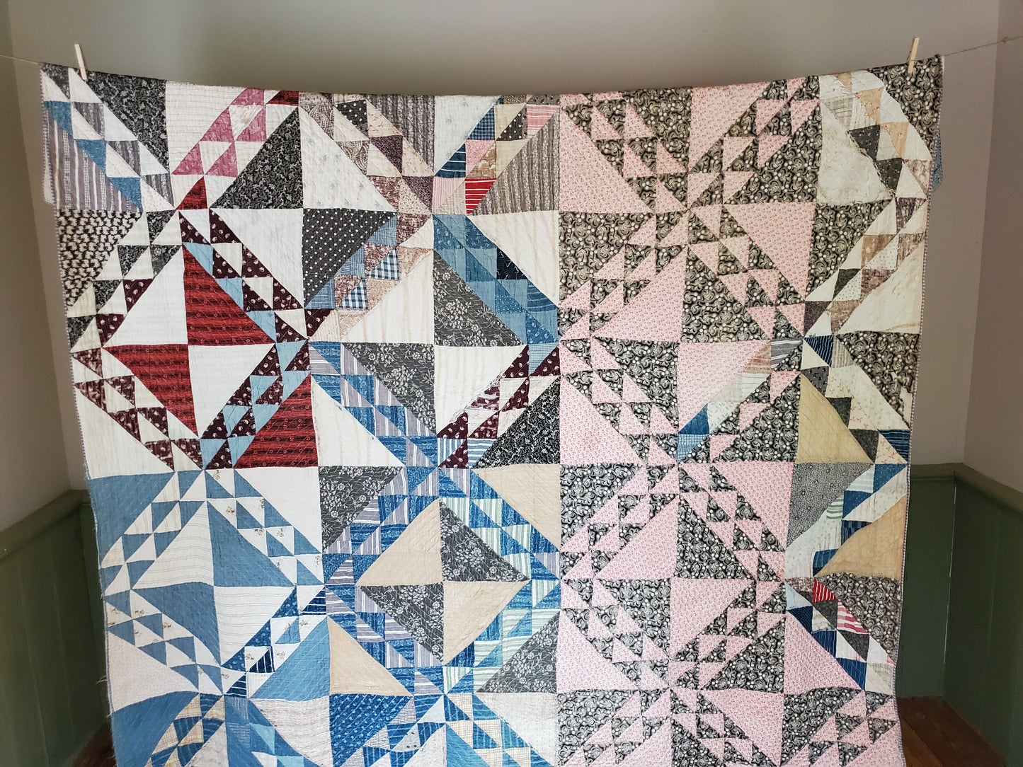 Vintage Sugar Sack Patchwork Quilt ca 1920