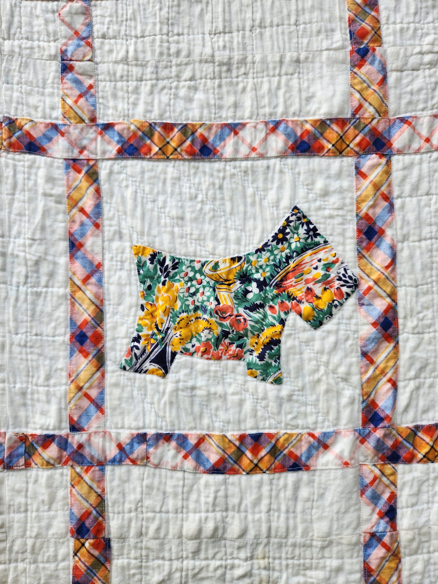 Vintage Feed Sack Scottie Quilt c1930
