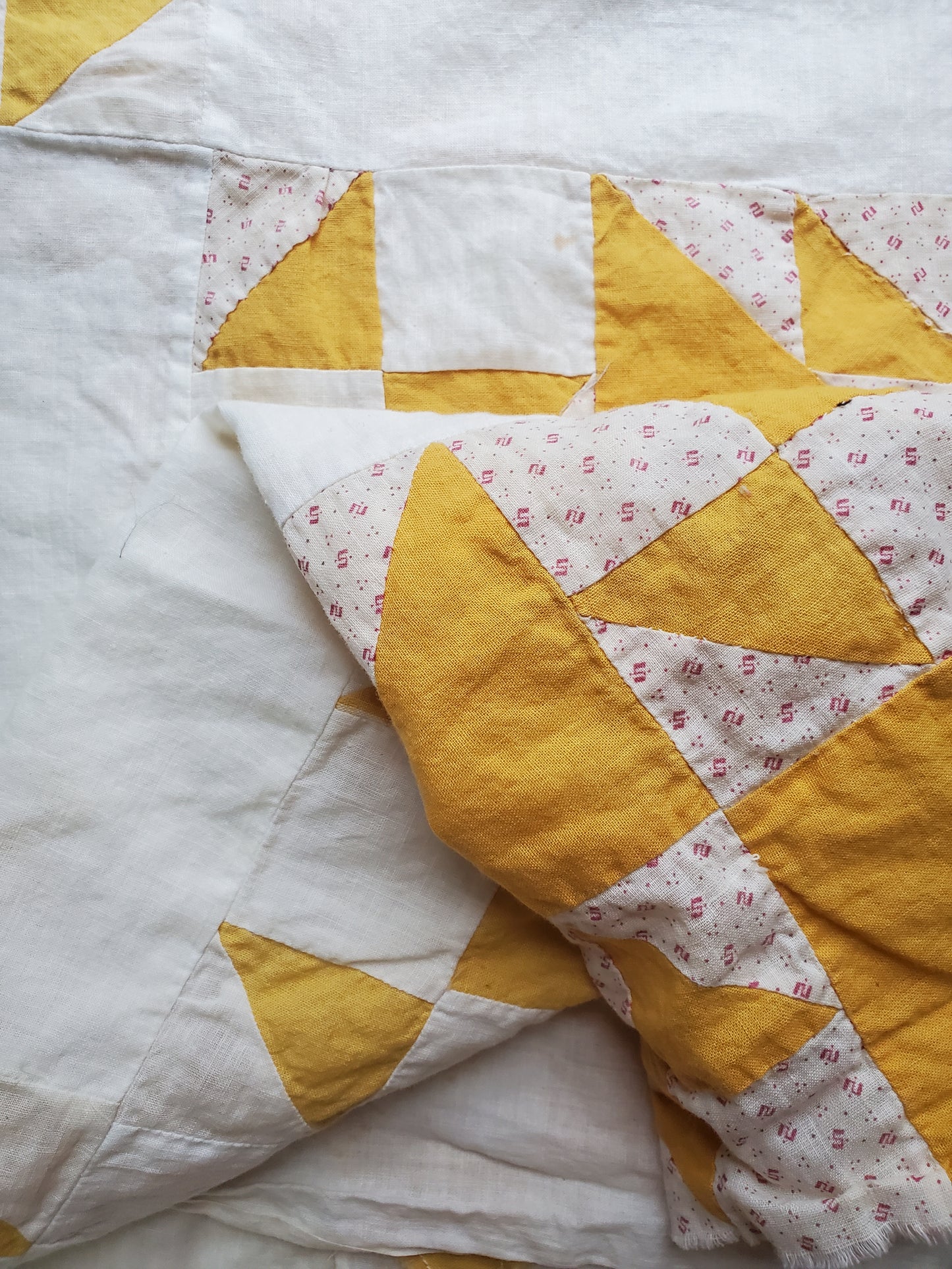 Yellow & White Double X Quilt Top
