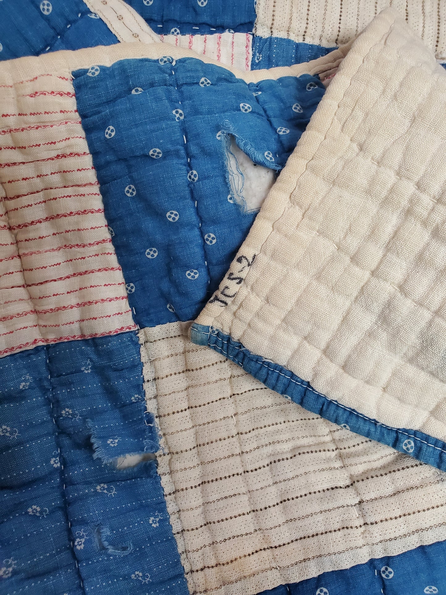Antique Indigo Patchwork Quilt, ca 1920