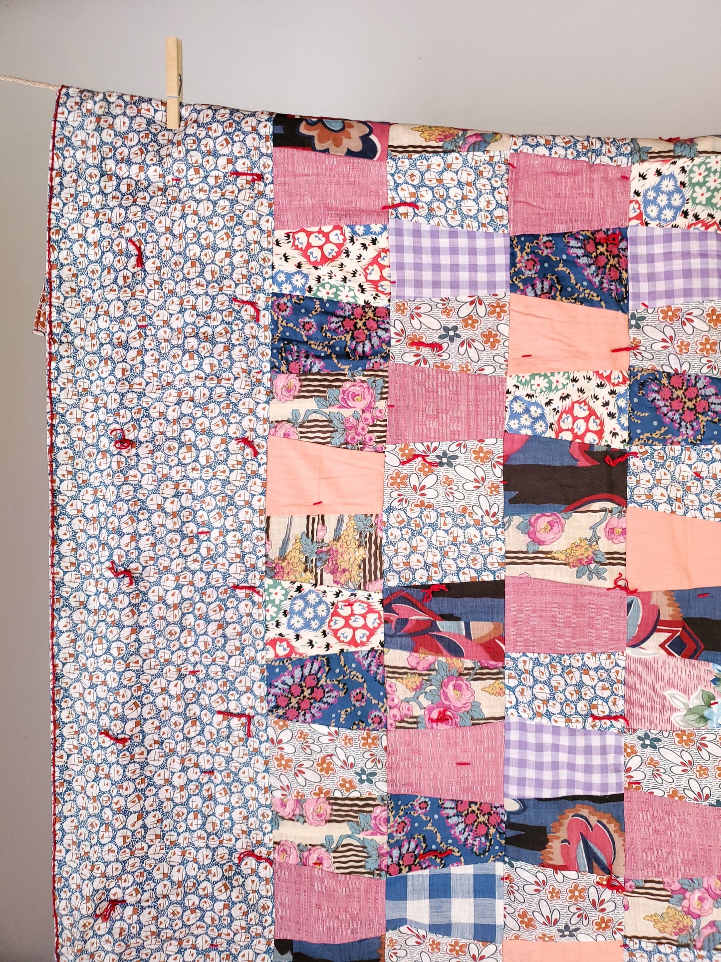 Hand Tied Vintage Quilt ca 1940