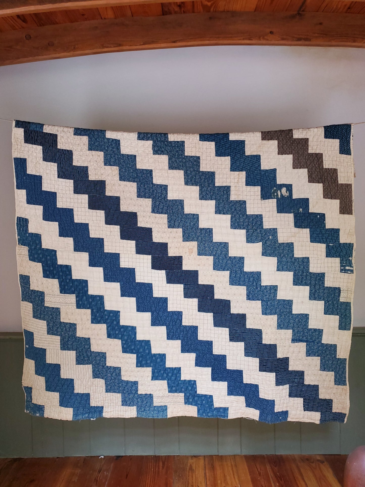 Blue Streak Antique Patchwork Quilt