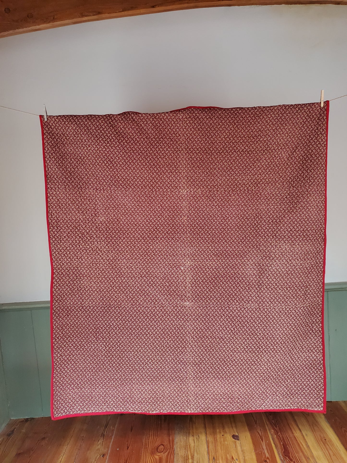 Green and Multicolor LeMoyne Star Antique Quilt, ca 1880