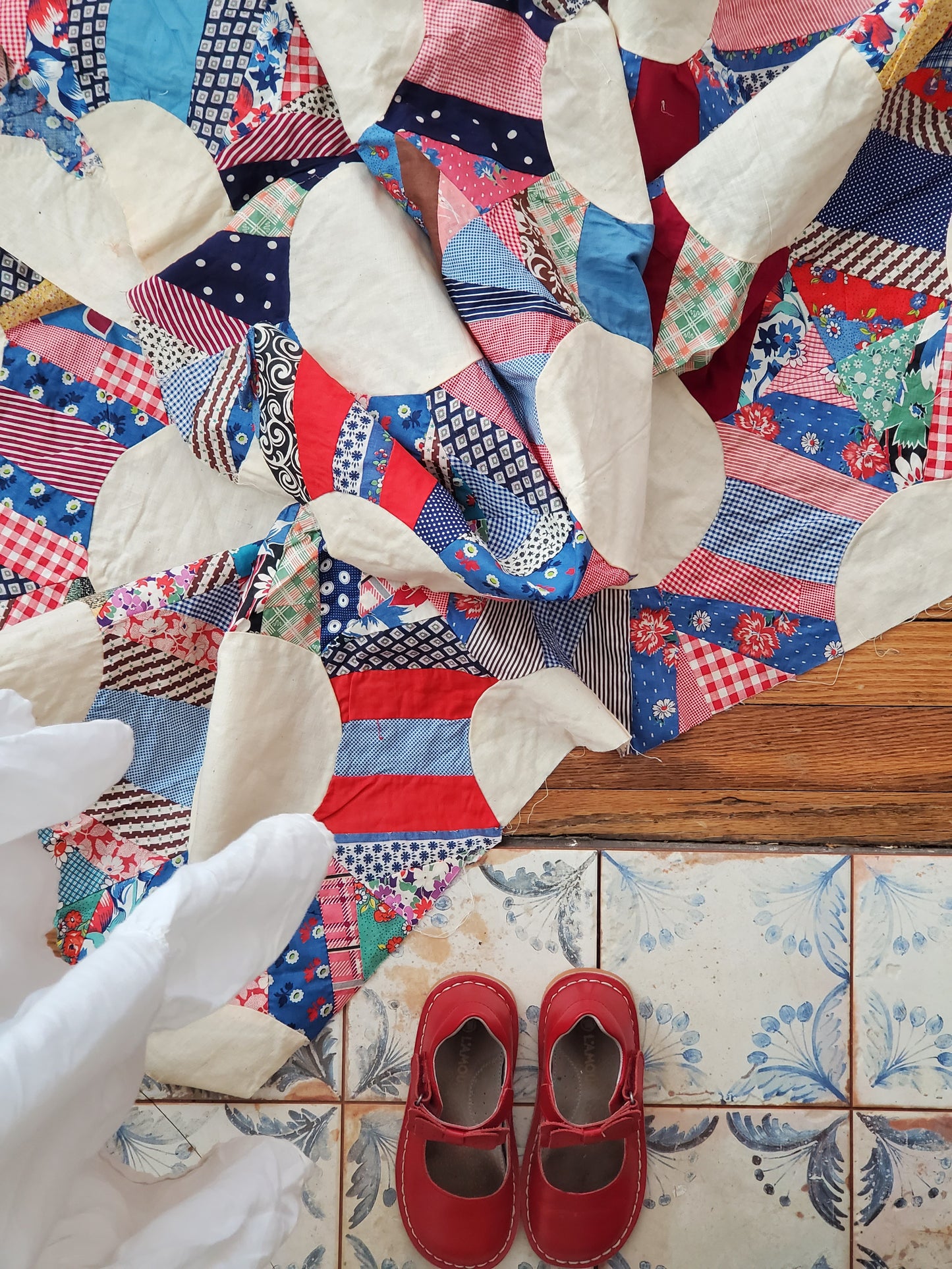 Snowball Quilt Top, ca 1950