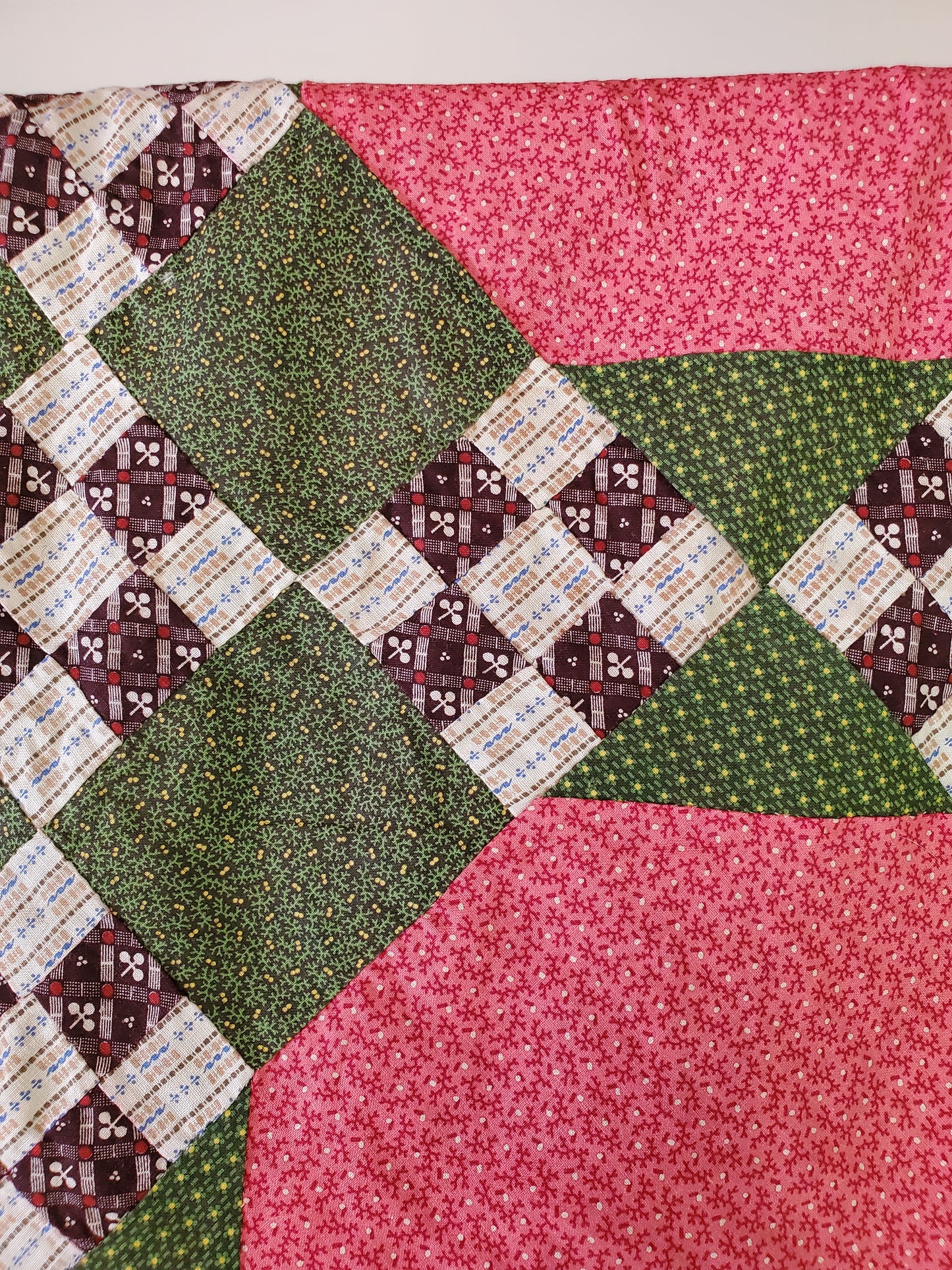 19th Cent Green and Pink Quilt Top